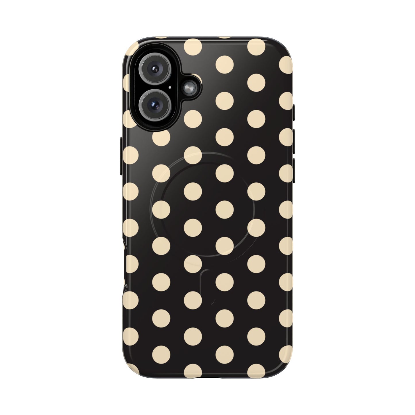 Polka Dot Magnetic Phone Case – Black & Cream Retro Spot Pattern