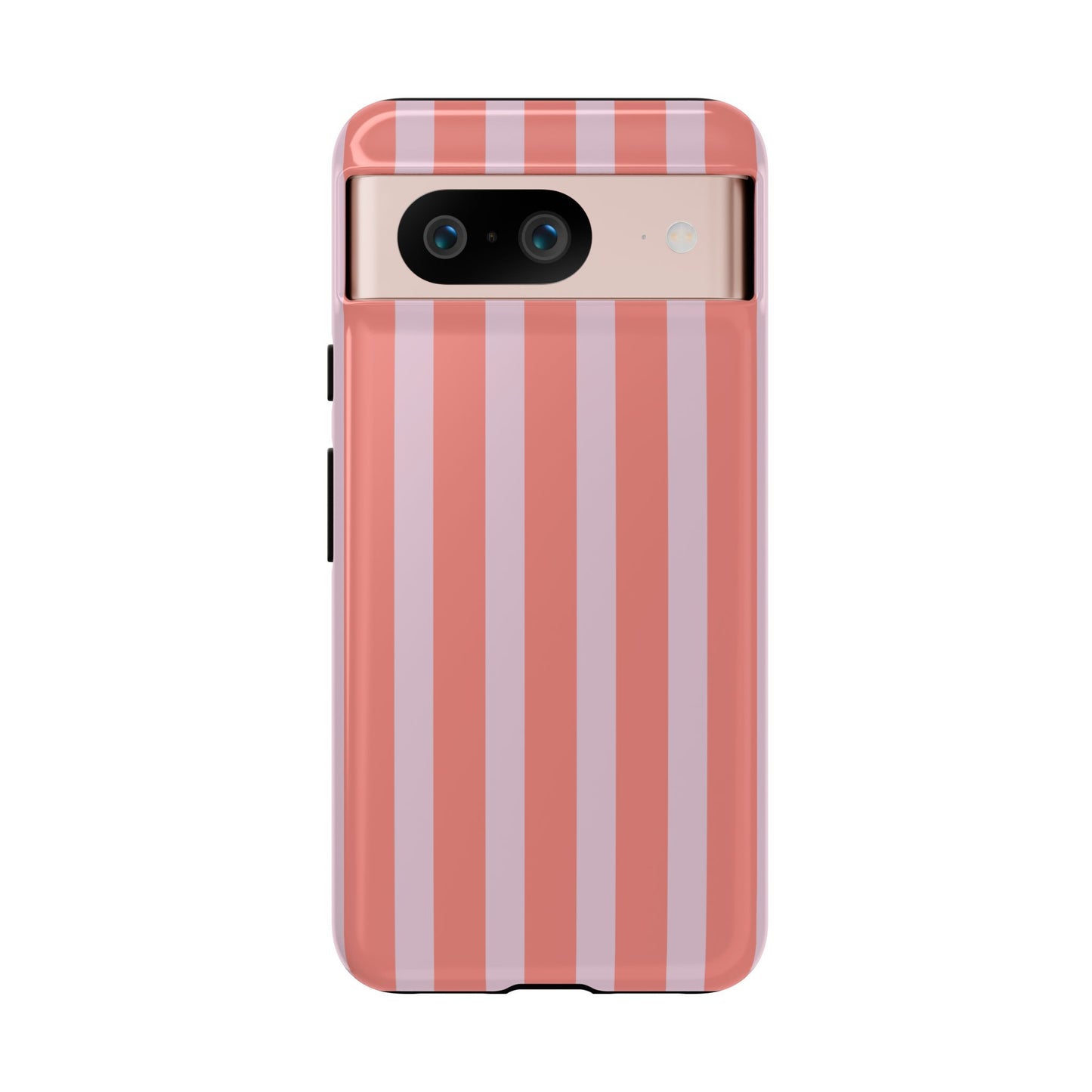 Pink Striped Tough Phone Case — Durable Protective Cover