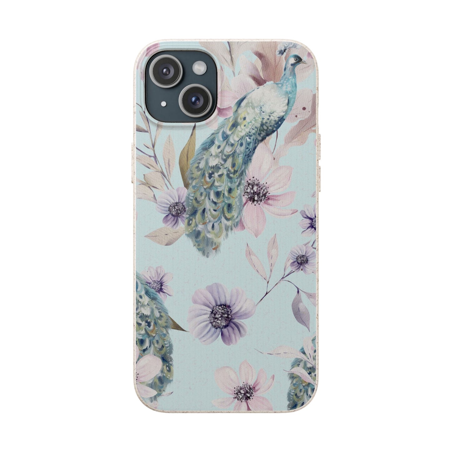 Peacock Floral Biodegradable Phone Case — Eco-Friendly Cover for Apple iPhone and Samsung Galaxy.