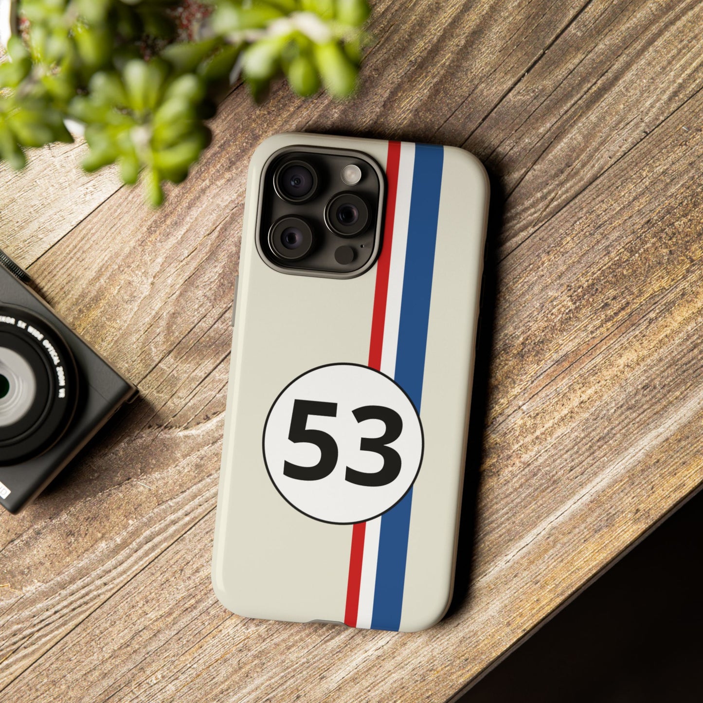 Racing Stripe Personalised Number Tough Phone Case for Apple iPhone, Samsung Galaxy and Google Pixel.