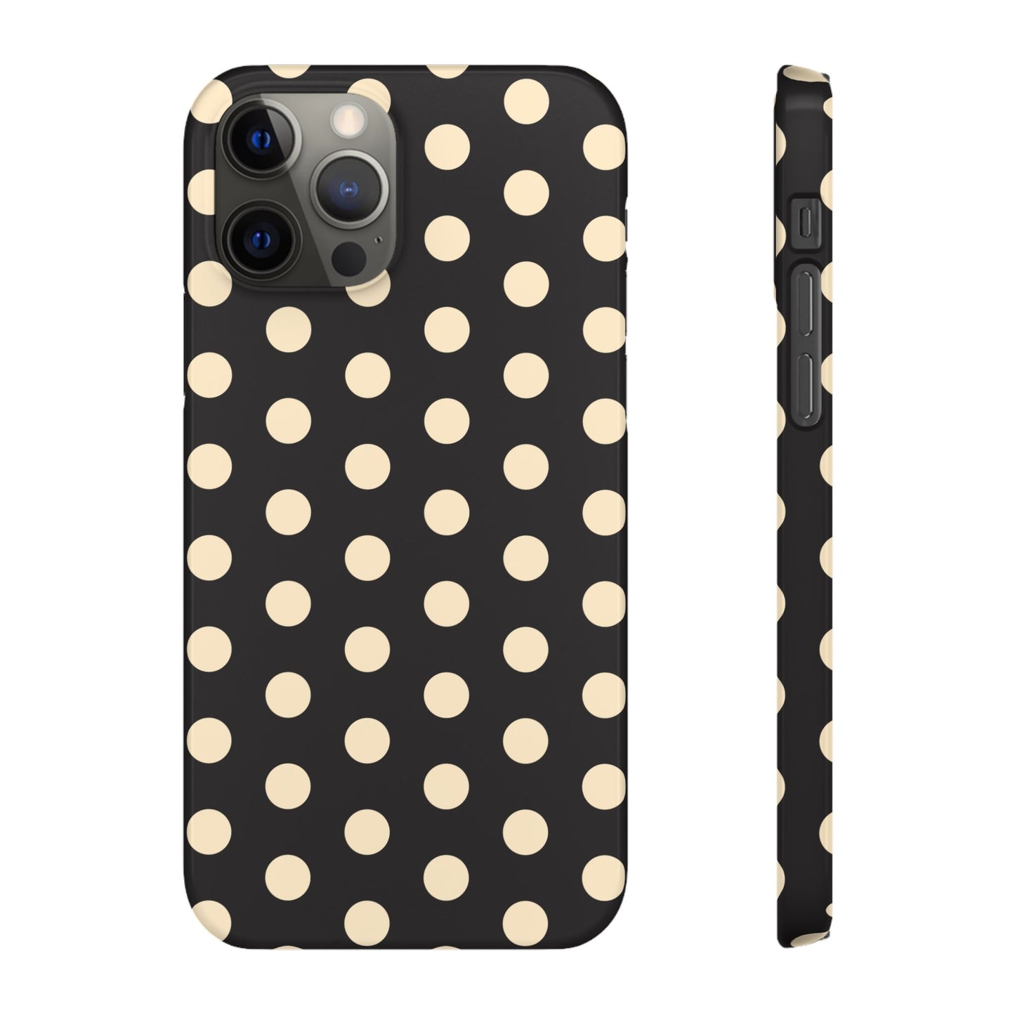 Polka Dot Snap Phone Case — Classic Black & Cream Retro Dots