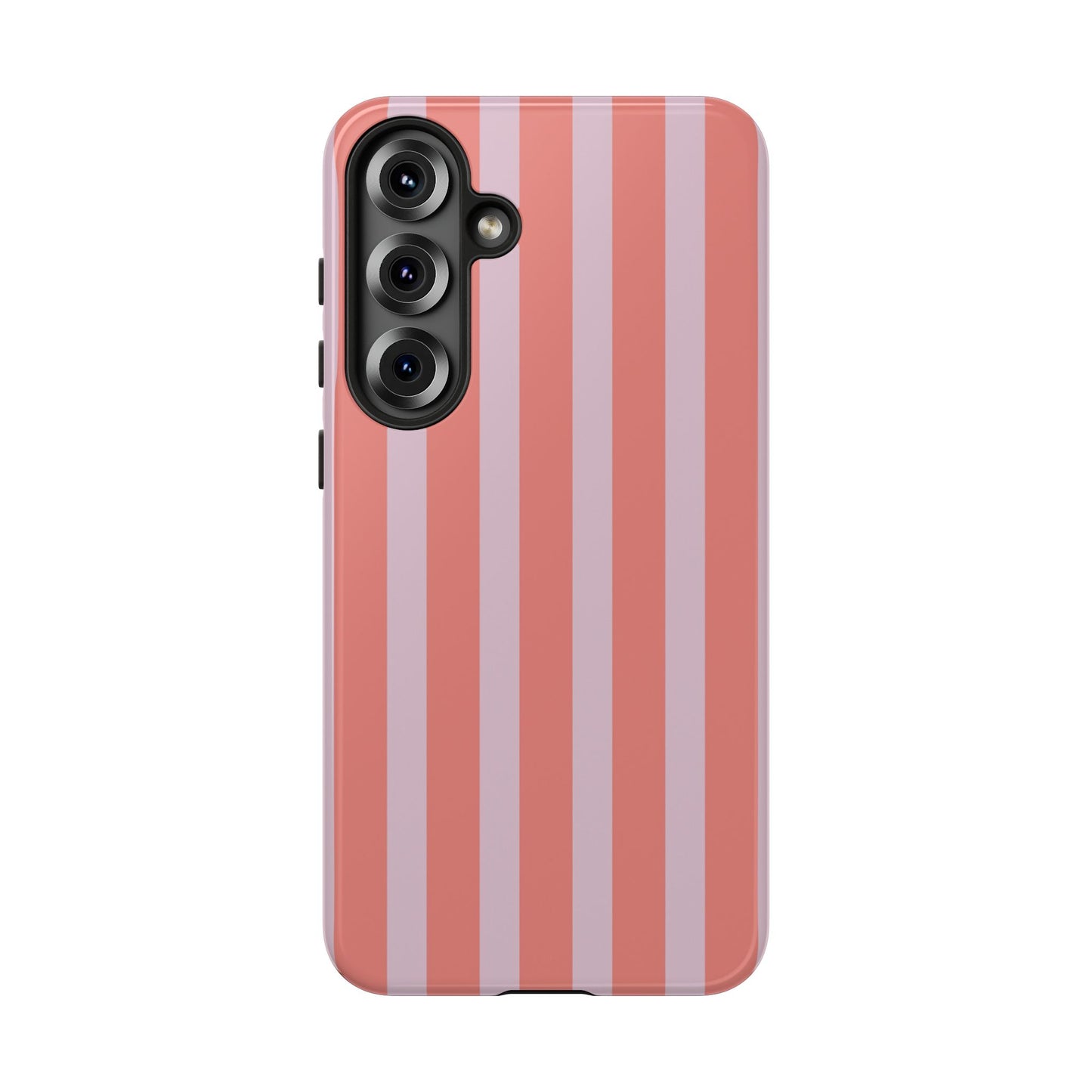 Pink Striped Tough Phone Case — Durable Protective Cover