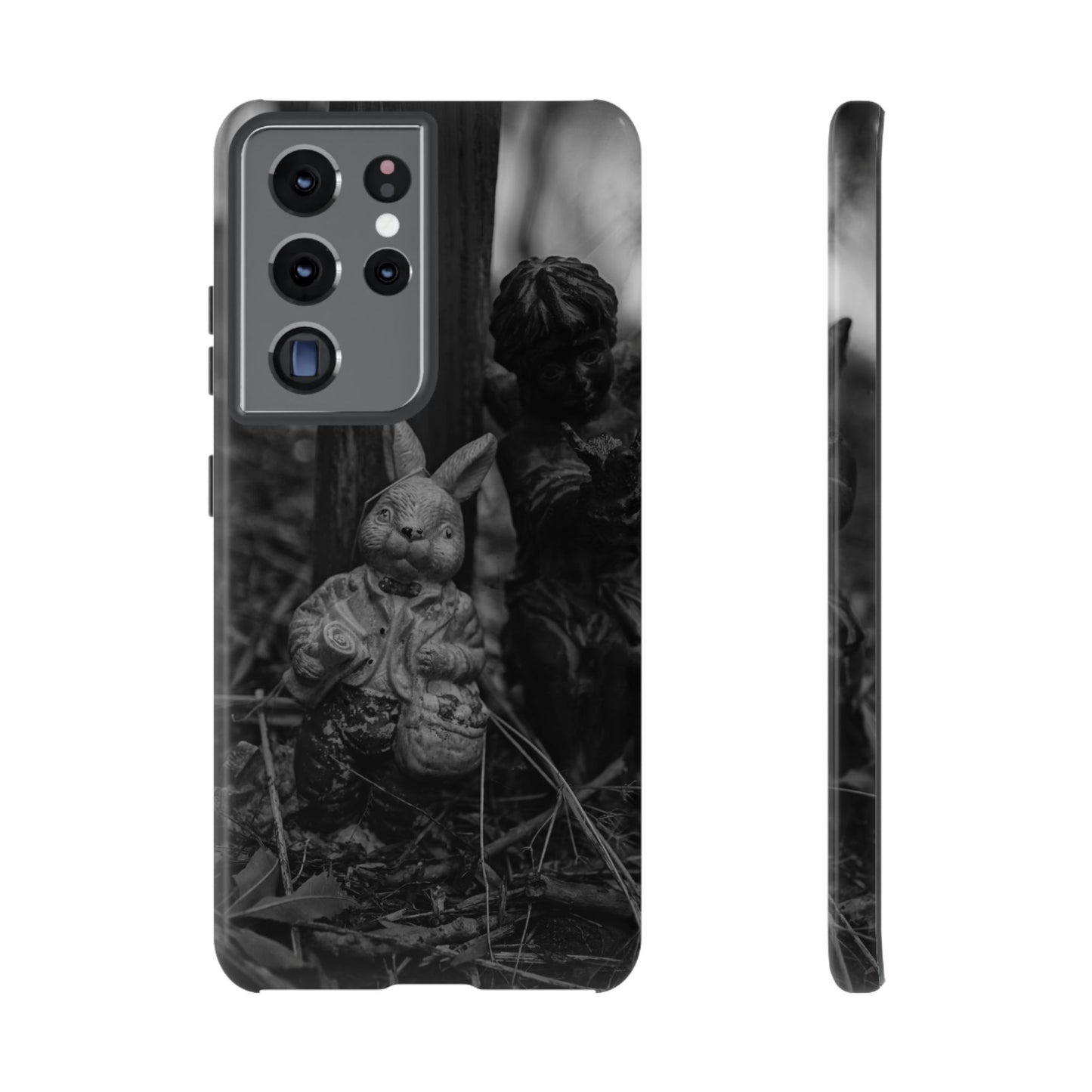 Vintage Gothic Bunny Tough Phone Case — Dark Garden Statue Protective Cover