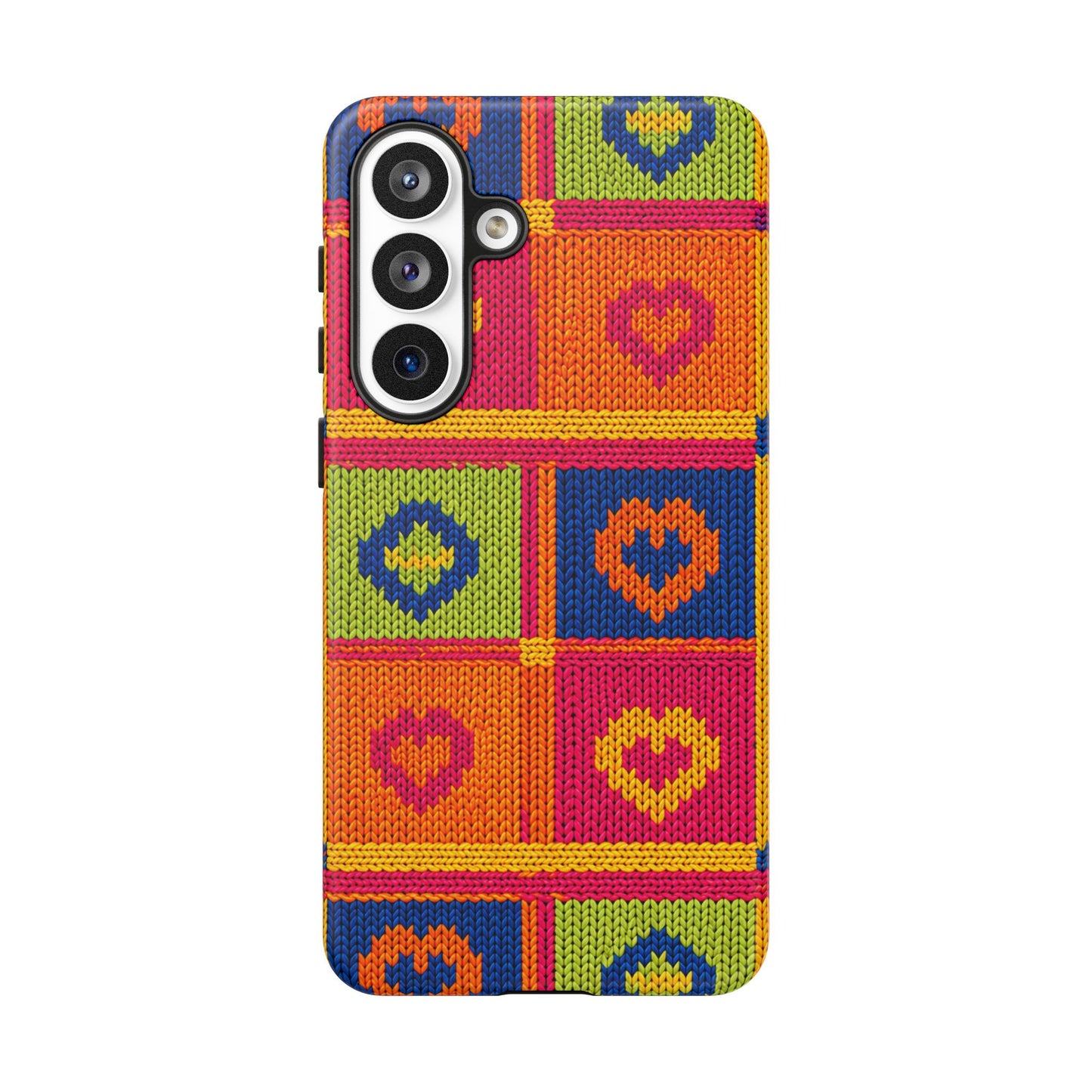 Retro Knit Pattern Heart Patch Tough Phone Case