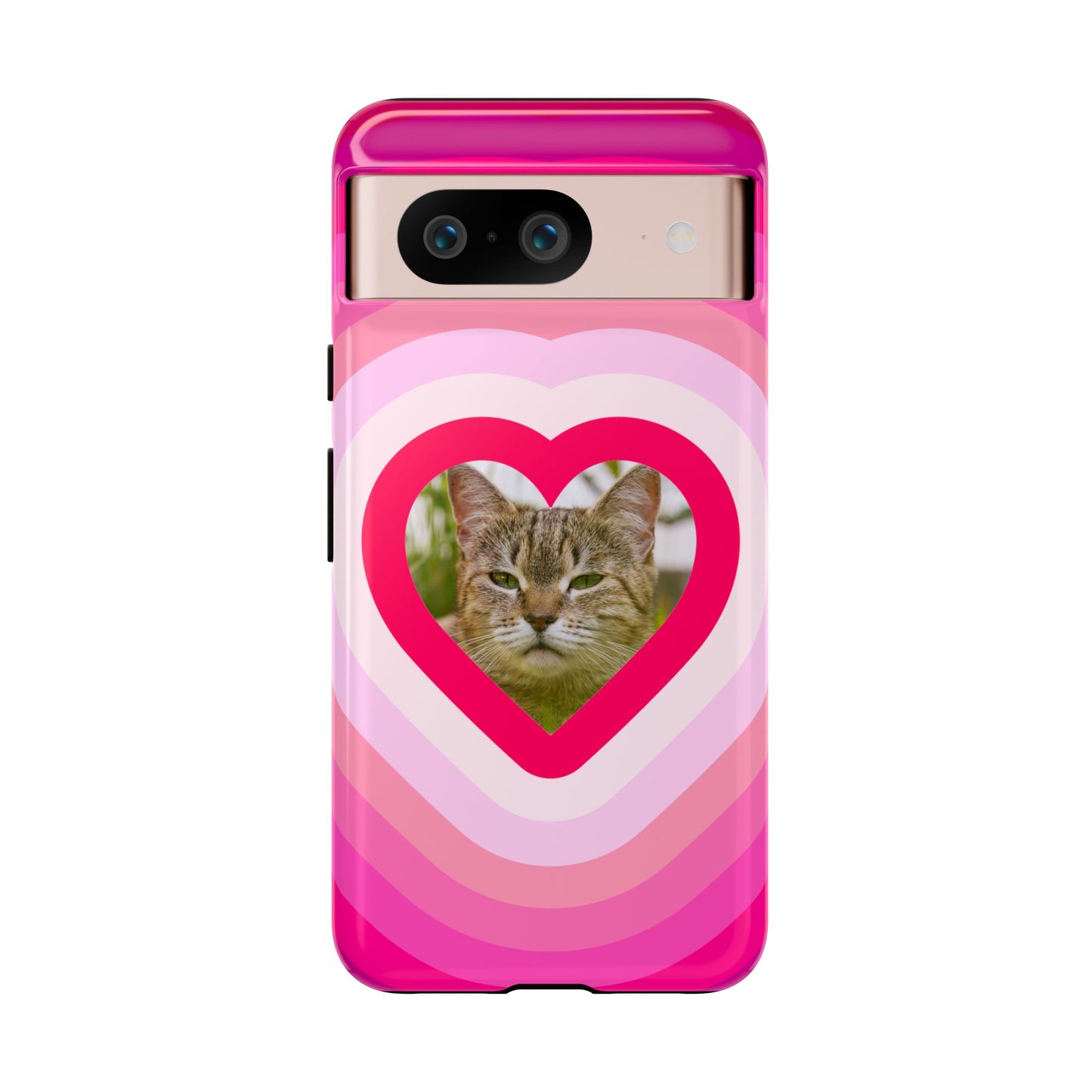 Single Image Personalised  Heart Photo Phone Case – Pink Gradient Love Tough Case for Apple iPhone, Samsung Galaxy and Google Pixel.
