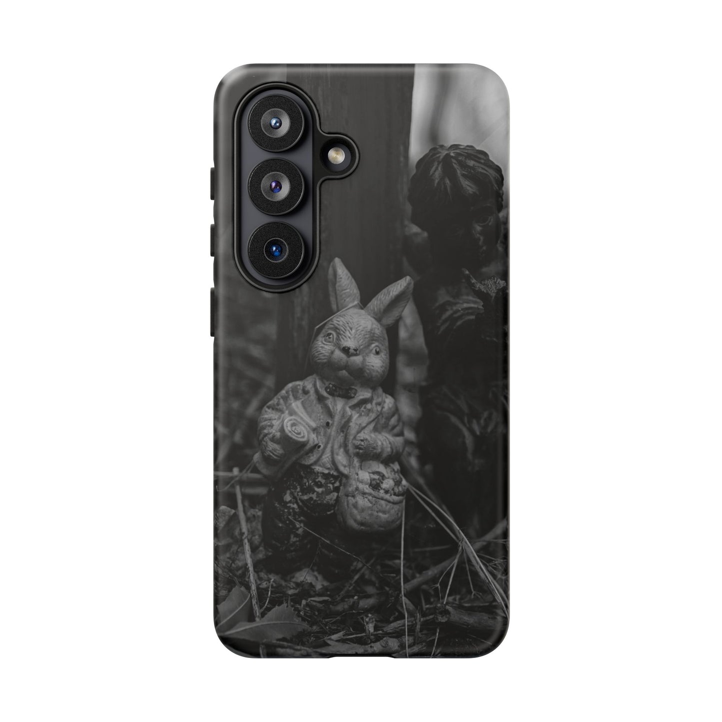 Vintage Gothic Bunny Tough Phone Case — Dark Garden Statue Protective Cover