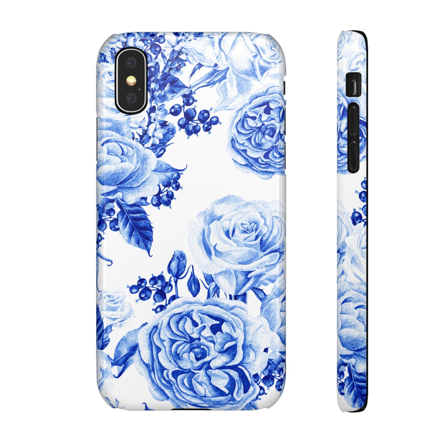 Blue Porcelain Floral Snap Phone Case — Vintage Rose Pattern