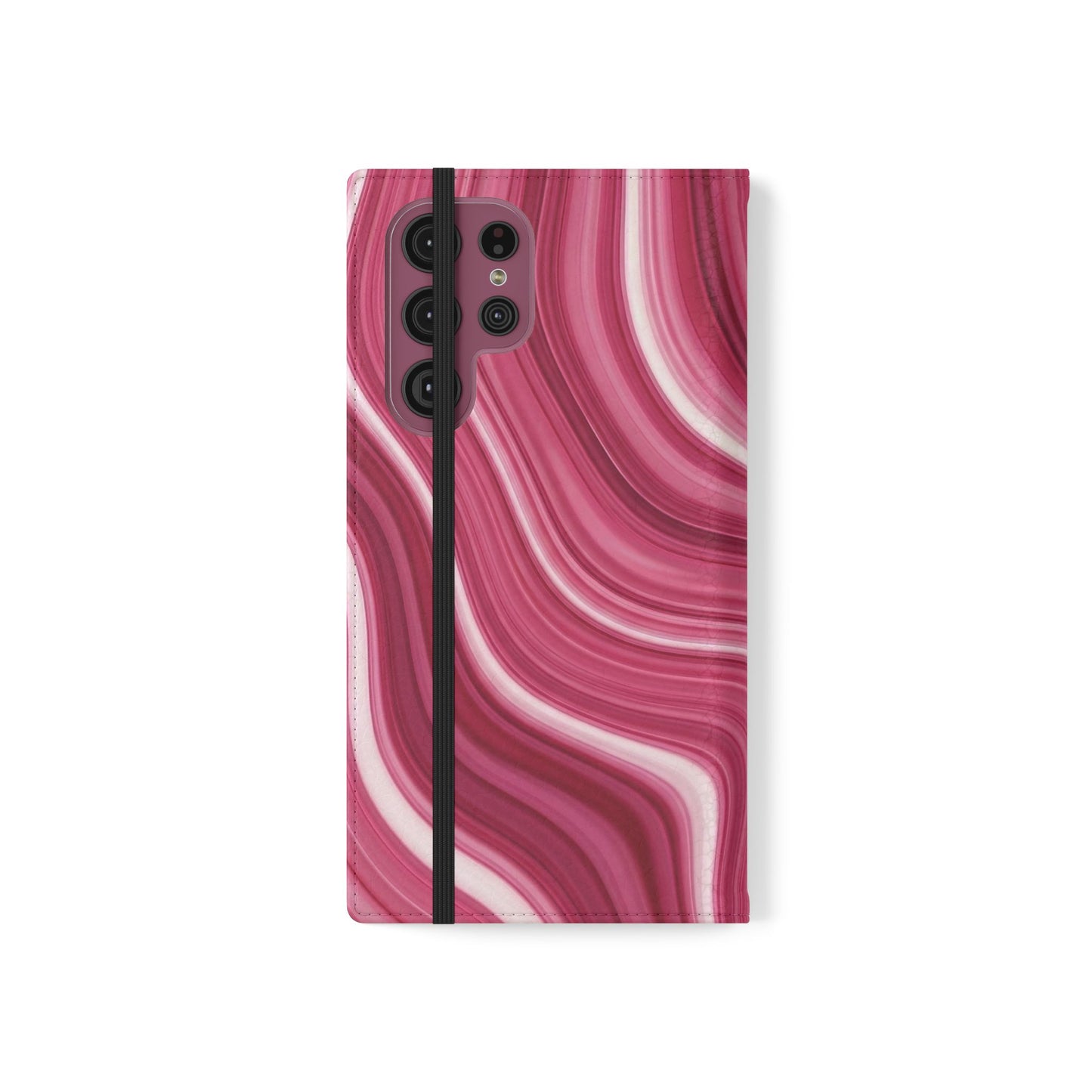 Pink Marble Swirl Flip Case — Wallet Phone Cover with Card Slots
