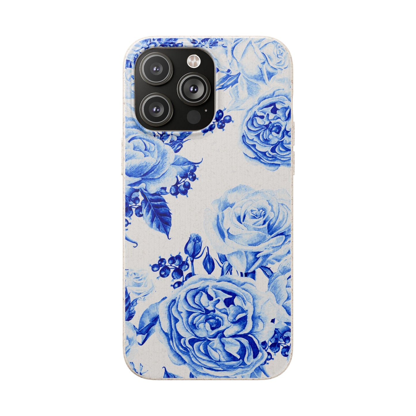 Blue Floral Biodegradable Eco-Friendly Phone Cover for Apple iPhone and Samsung Galaxy.