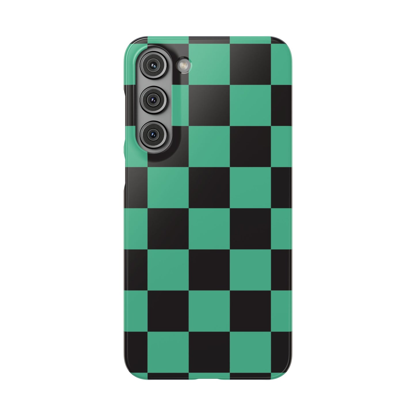 Checkered Teal Snap Case — Black & Teal Phone Cover