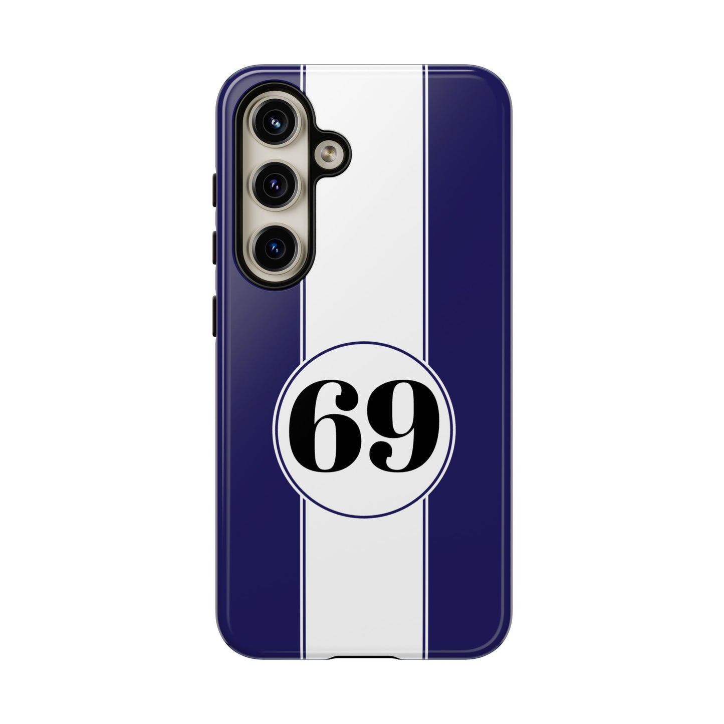 Custom Number Racing Stripe Tough Phone Case for Apple iPhone, Samsung Galaxy and Google Pixel.