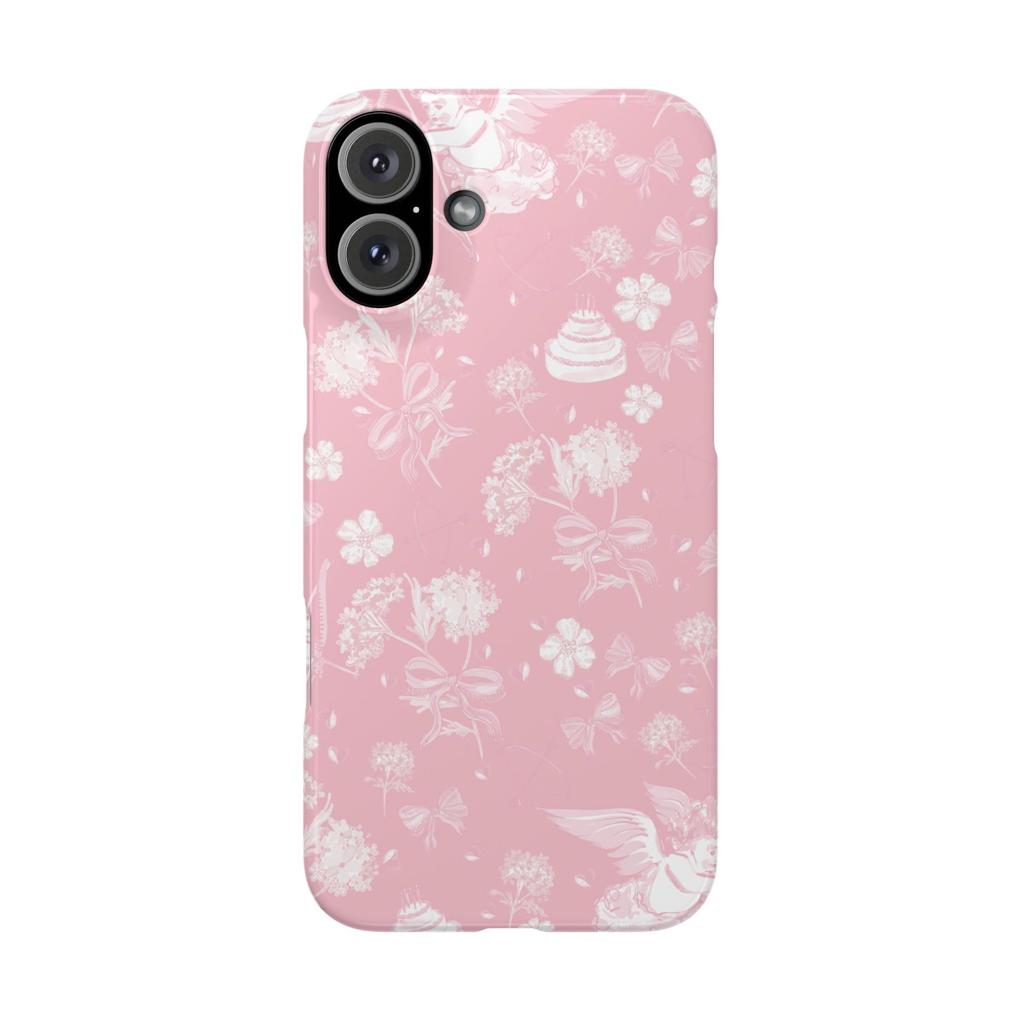 Pink Floral Slim Phone Case for Apple iPhone, Samsung Galaxy and Google Pixel.