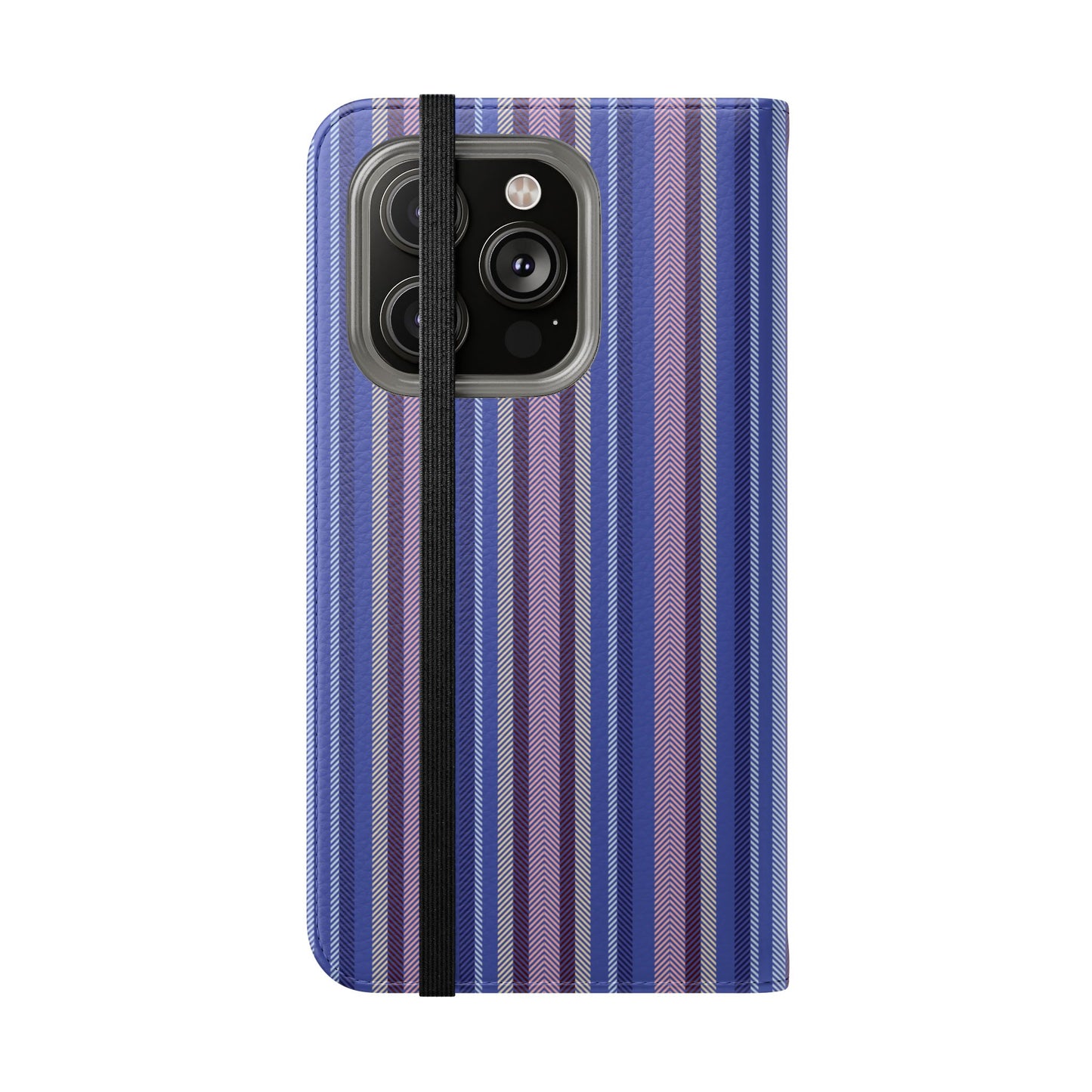 Striped Blue Flip Phone Case — Wallet Folio Phone Cover