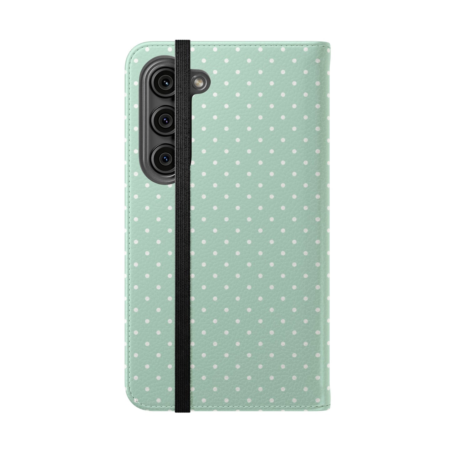 Polka Dot Flip Phone Case — Pastel Green-White Polka Dot Wallet Cover