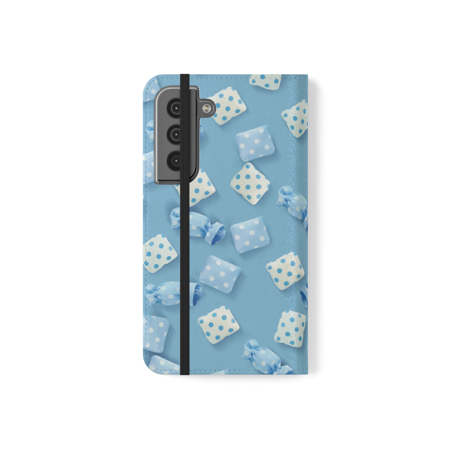 Pastel Blue Fabric Candy Flip Phone Case — Candy Wallet Cover