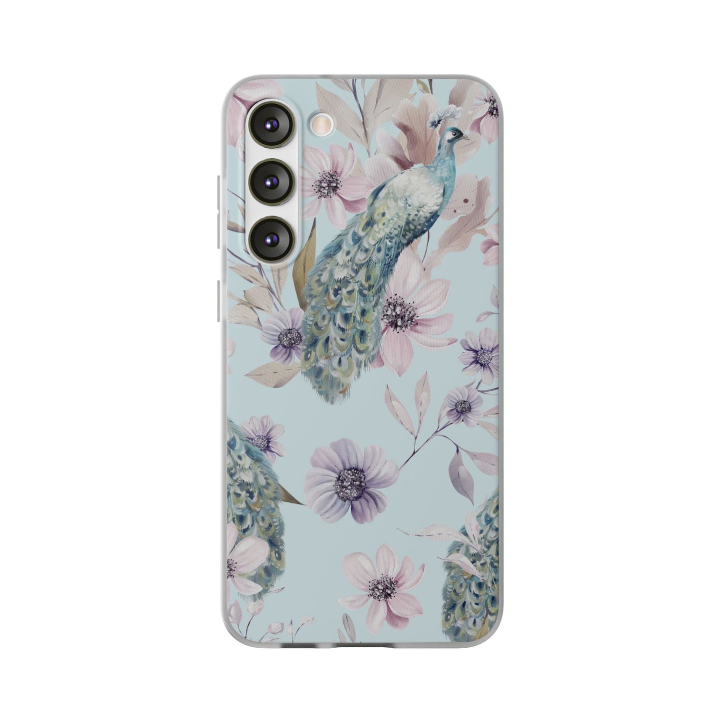 Peacock Floral Phone Case — Pastel Watercolor Bird Slim Case