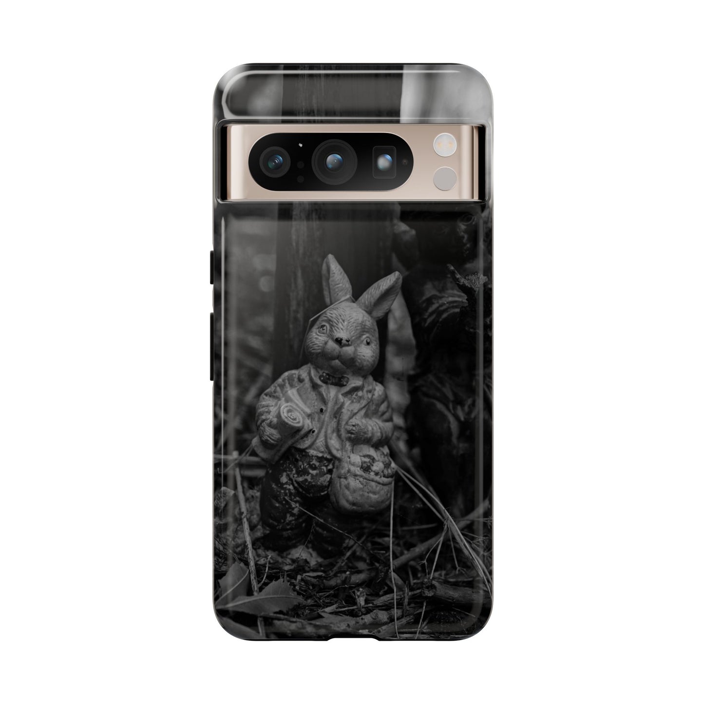 Vintage Gothic Bunny Tough Phone Case — Dark Garden Statue Protective Cover