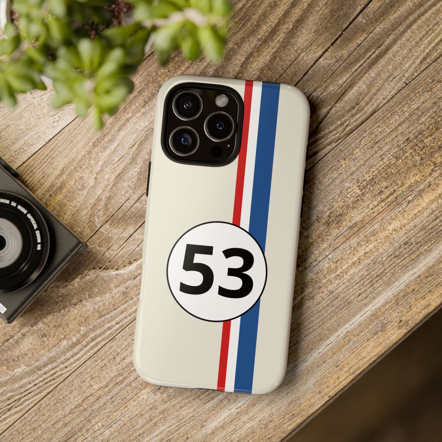 Racing Stripe Personalised Number Tough Phone Case for Apple iPhone, Samsung Galaxy and Google Pixel.