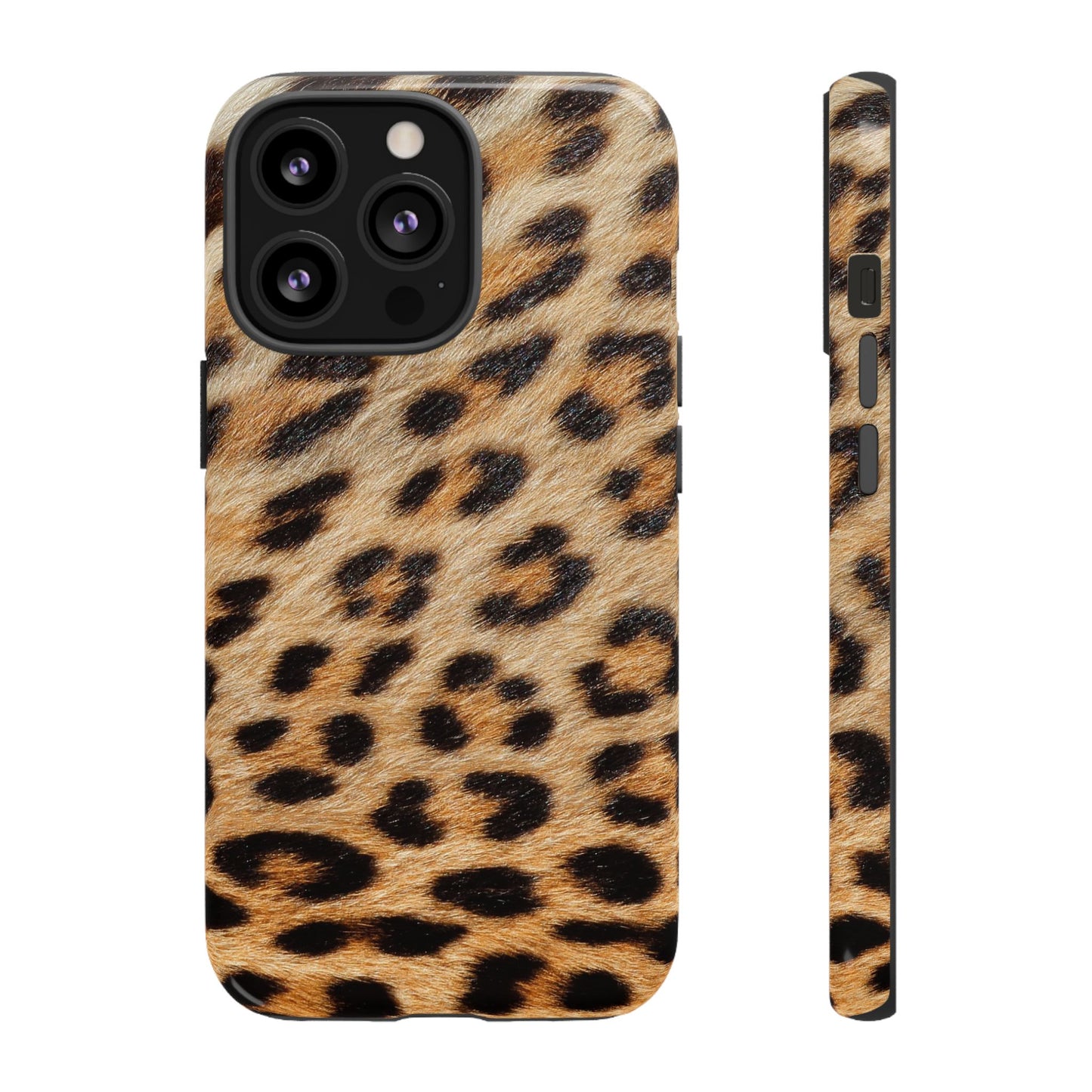 Leopard Print Tough Phone Case — Durable Protective Case with Wild Animal Fur Design