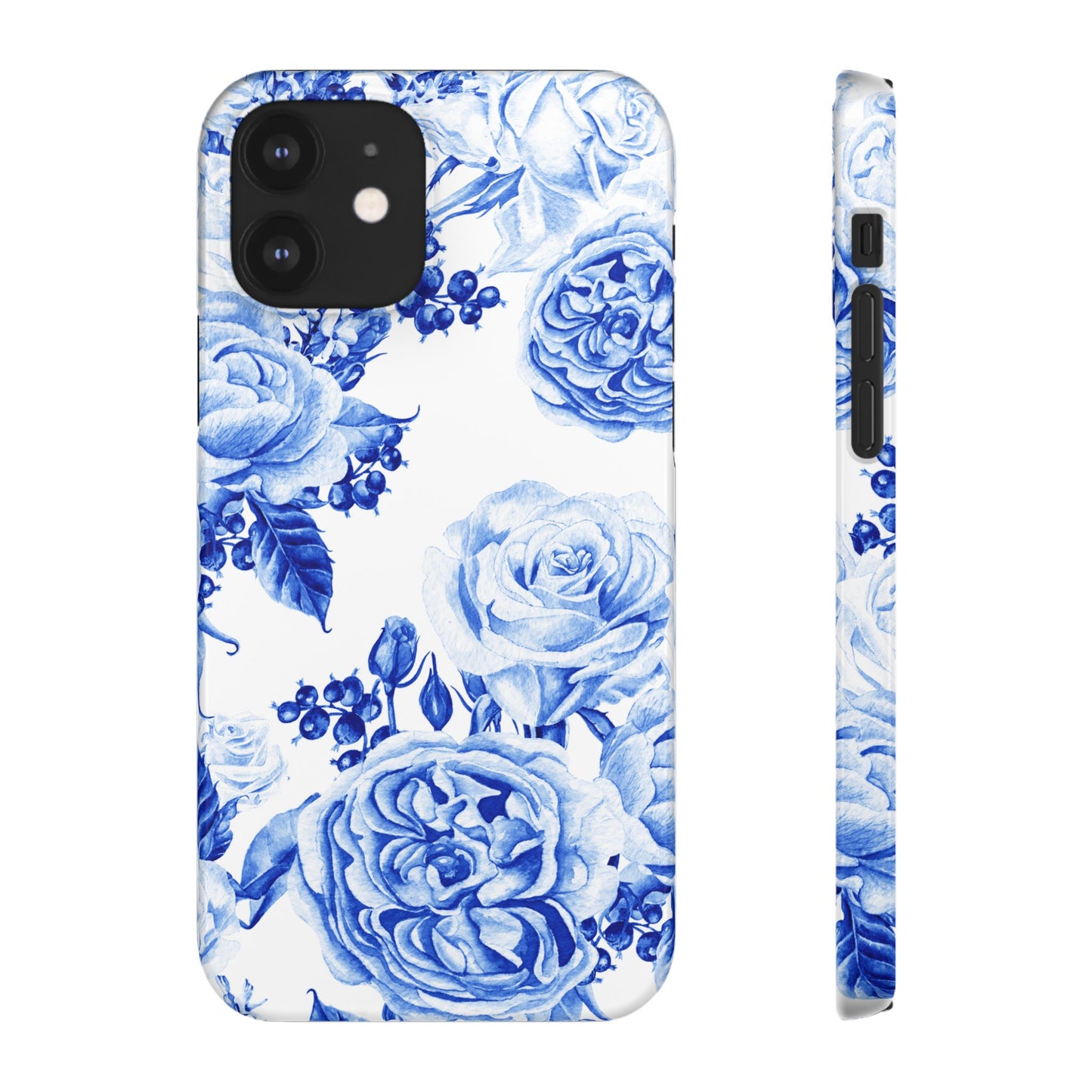 Blue Porcelain Floral Snap Phone Case — Vintage Rose Pattern