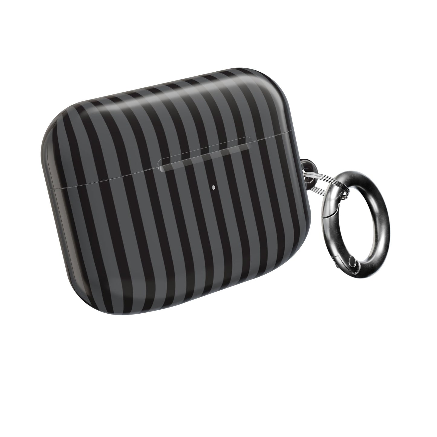 Striped Black AirPod Case – Slim Protective Cover with Keyring Loop