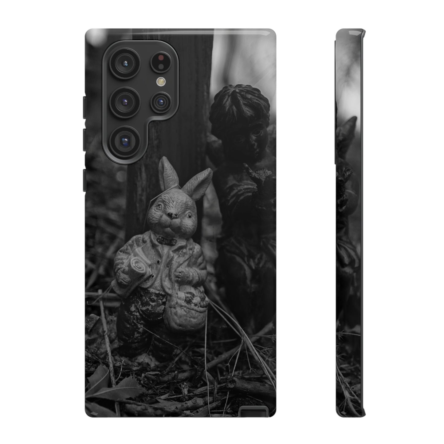 Vintage Gothic Bunny Tough Phone Case — Dark Garden Statue Protective Cover