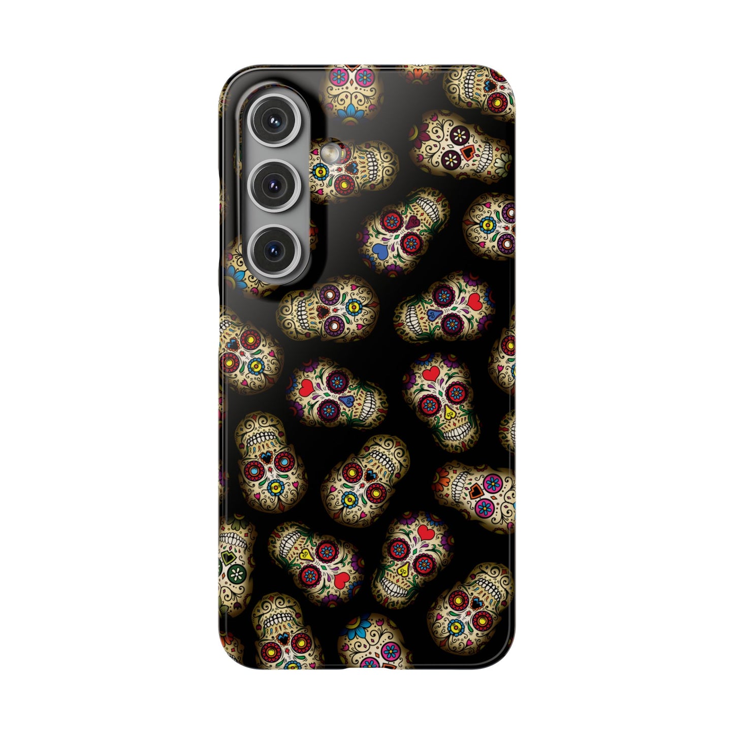 Sugar Skull — Day of the Dead Floral Slim Case for Apple iPhone, Samsung Galaxy and Google Pixel.