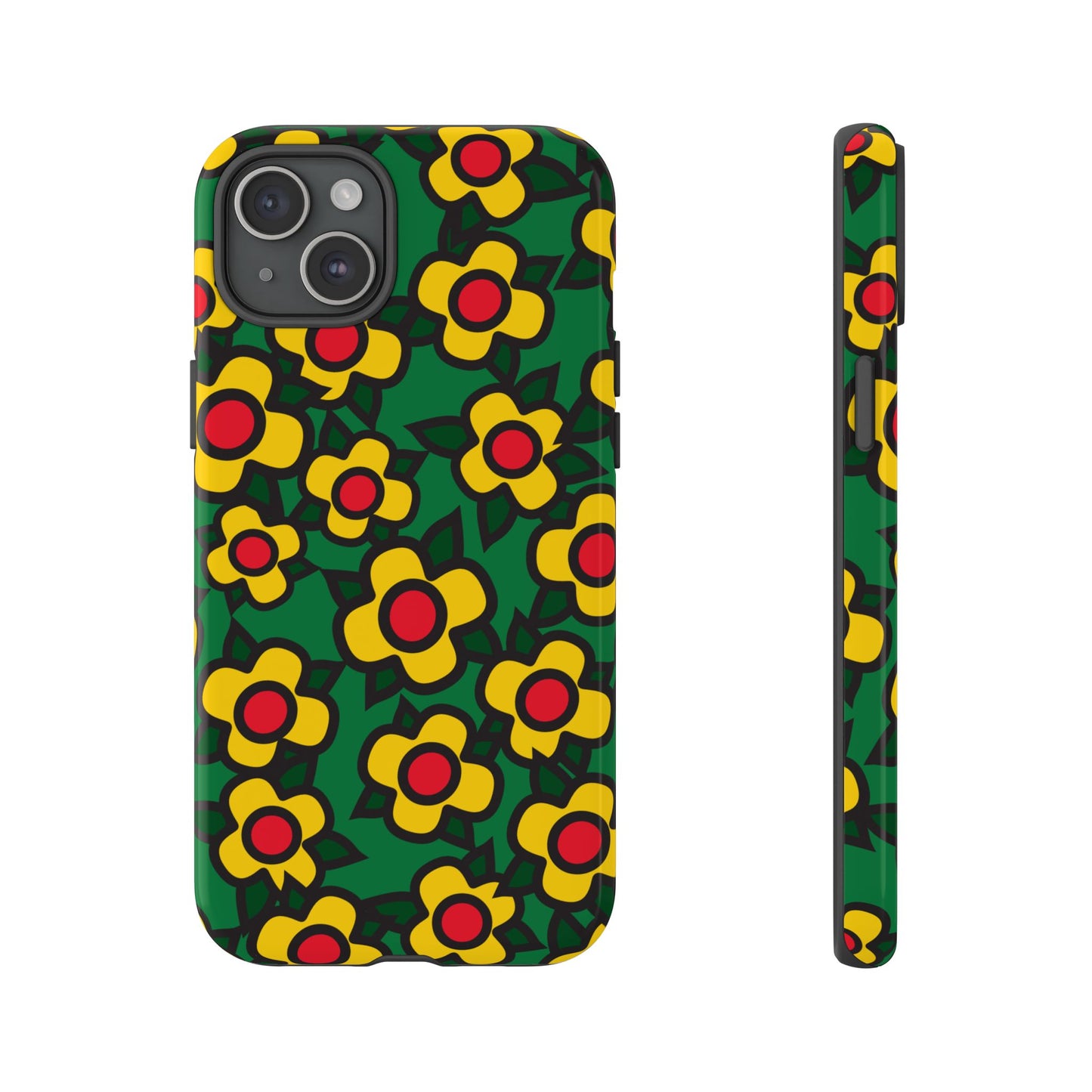 Floral Pop Tough Phone Case — Retro Yellow Red Flower Pattern