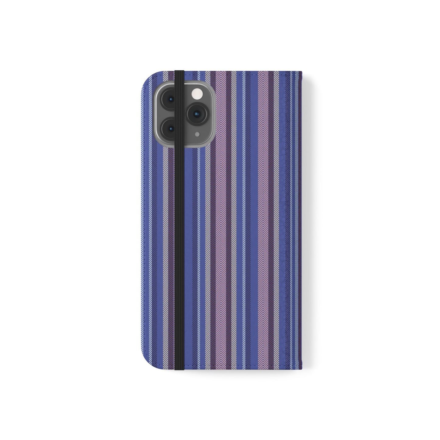 Striped Blue Flip Phone Case — Wallet Folio Phone Cover