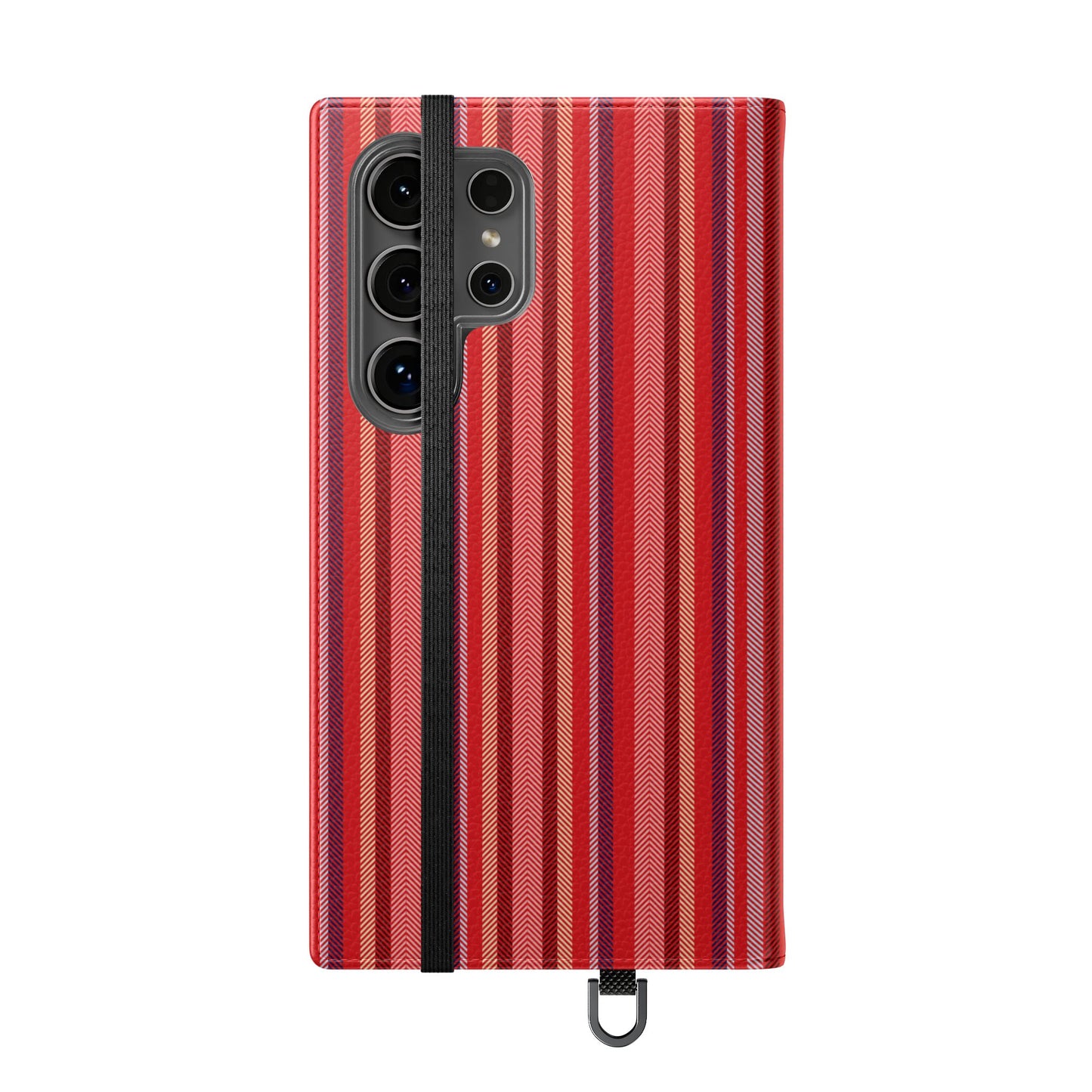 Red Stripe Flip Phone Case – Protective Wallet Folio with Card Slots