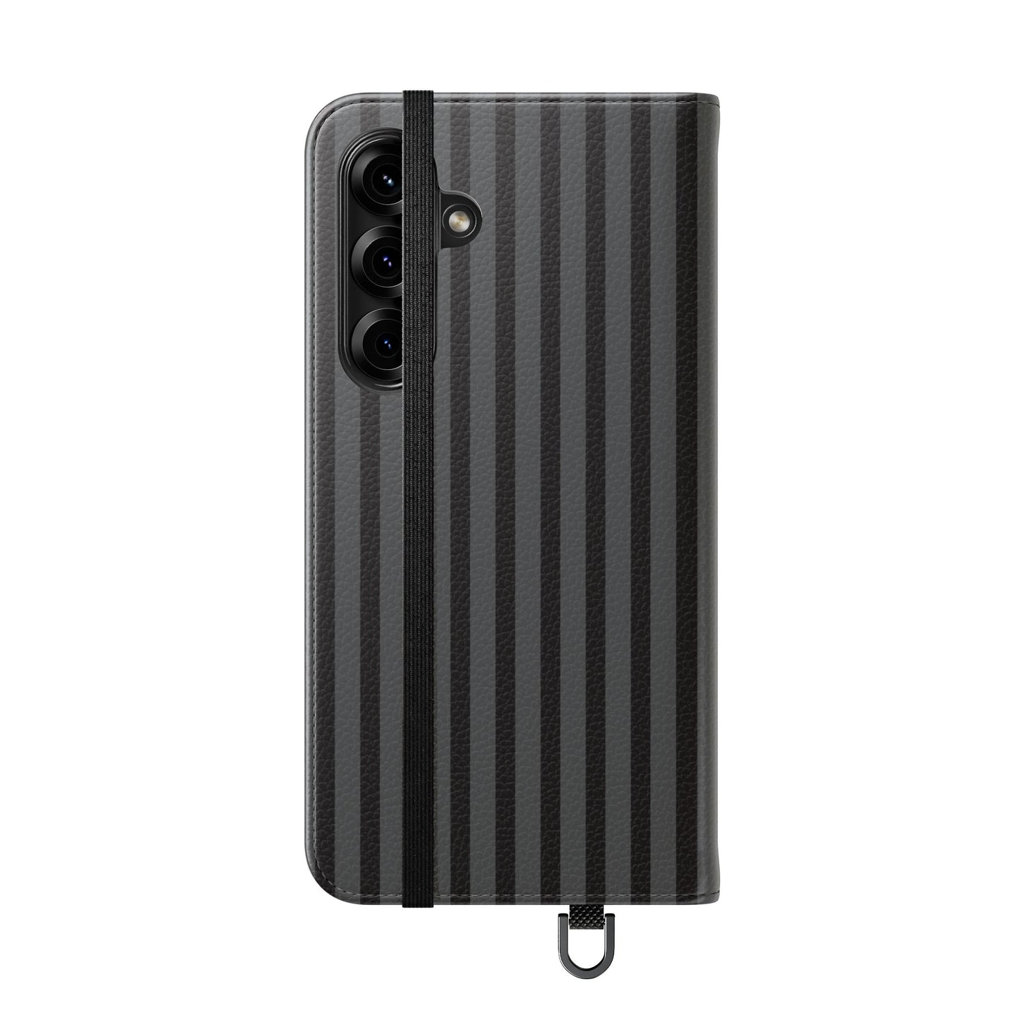 Striped Gray Flip Phone Case — Wallet Flip Case with Card Slots