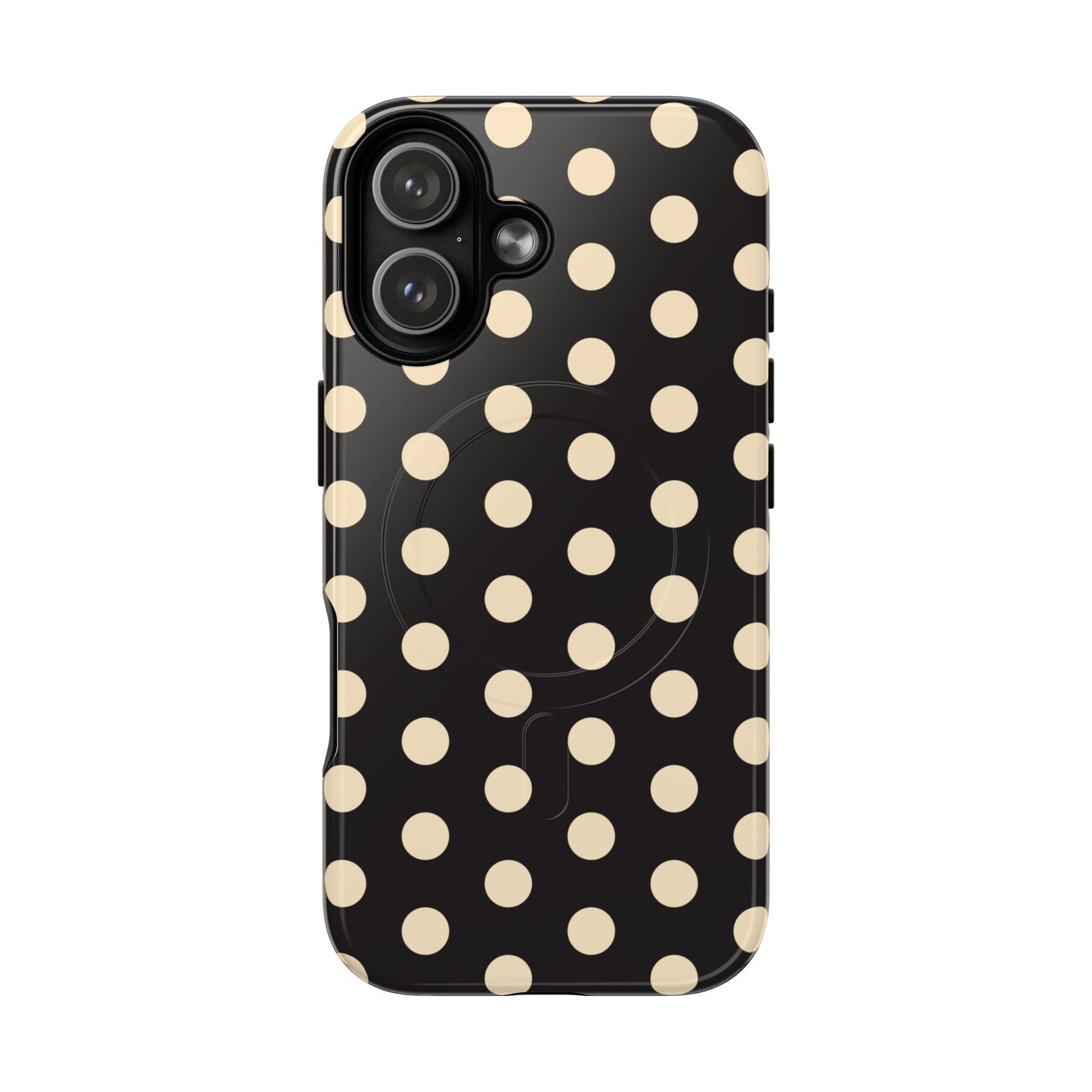 Polka Dot Magnetic Phone Case – Black & Cream Retro Spot Pattern