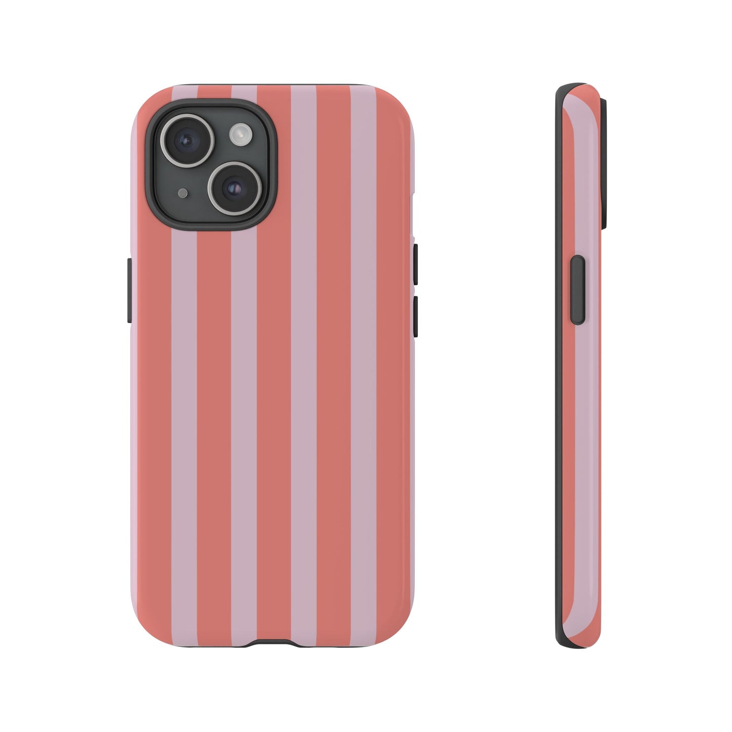 Pink Striped Tough Phone Case — Durable Protective Cover