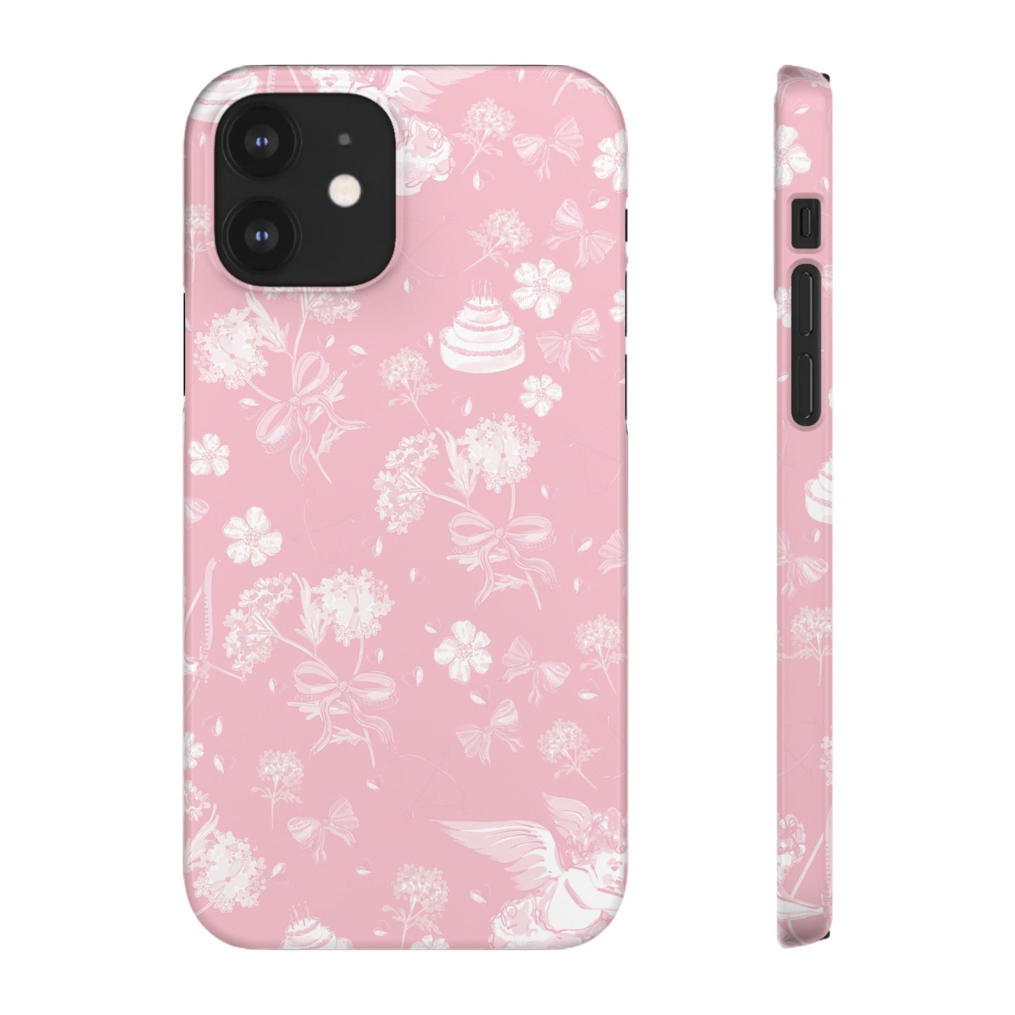 Pink Floral Slim Phone Case for Apple iPhone, Samsung Galaxy and Google Pixel.