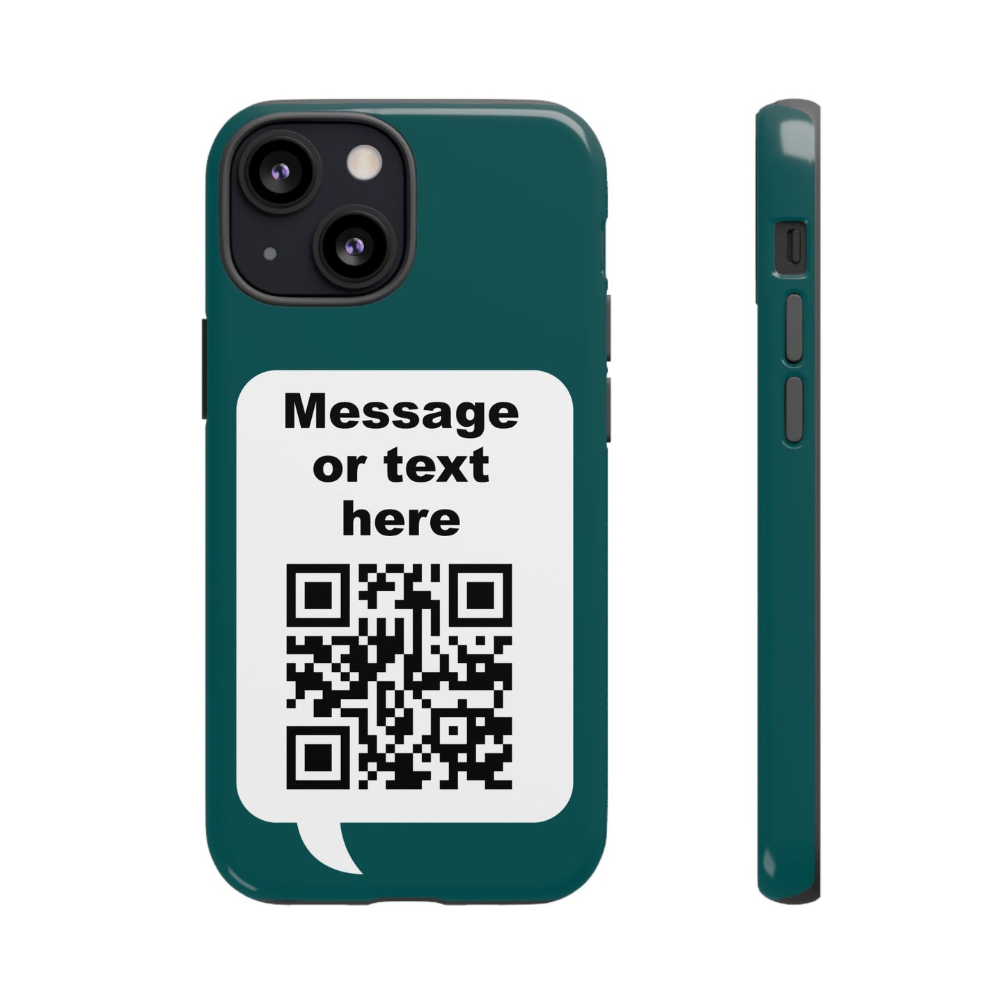 Custom QR Code Tough Phone Case — "Custom text" Contact Case