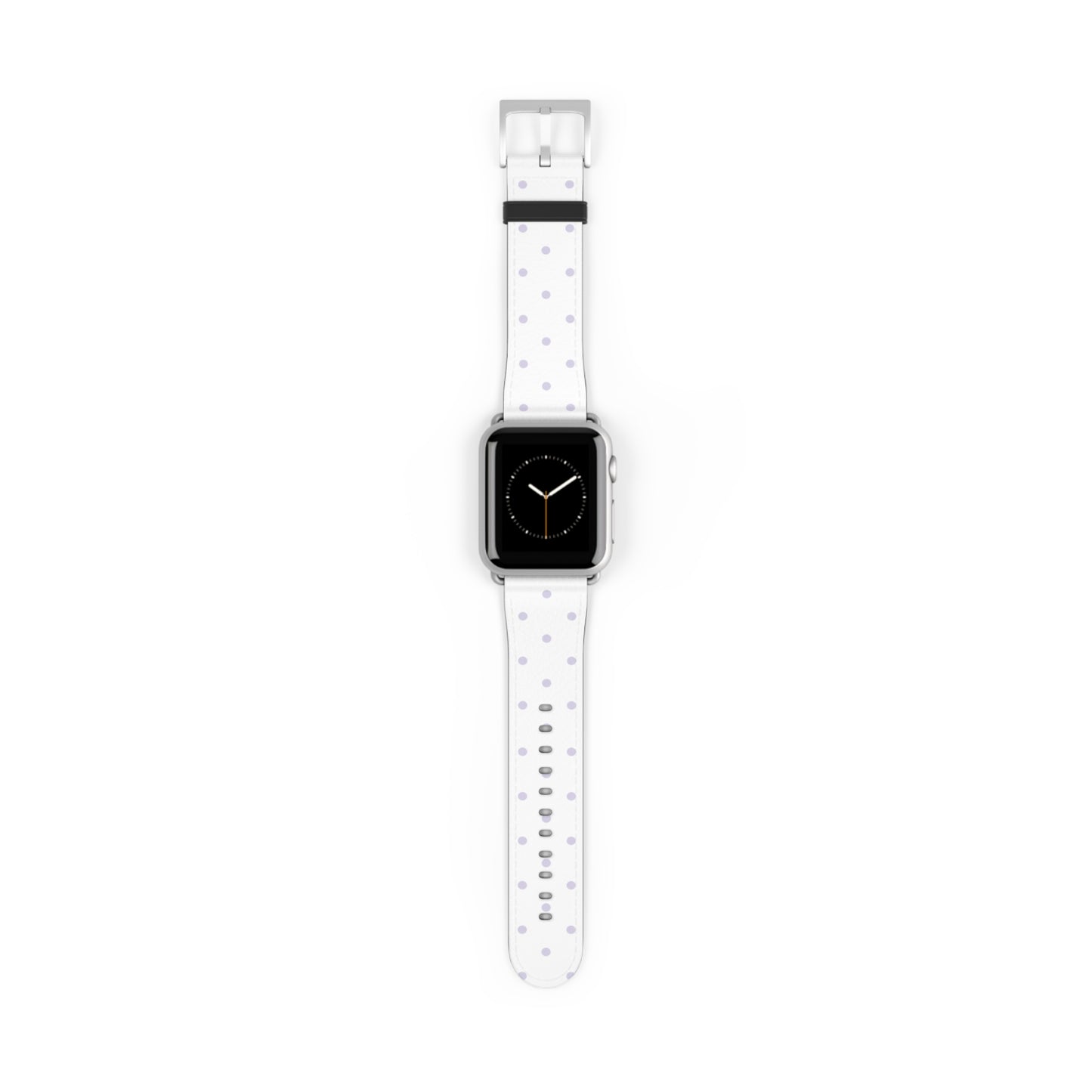 apple watch band with white polka dot design, minimal lavender dots, cute women’s casual watch strap