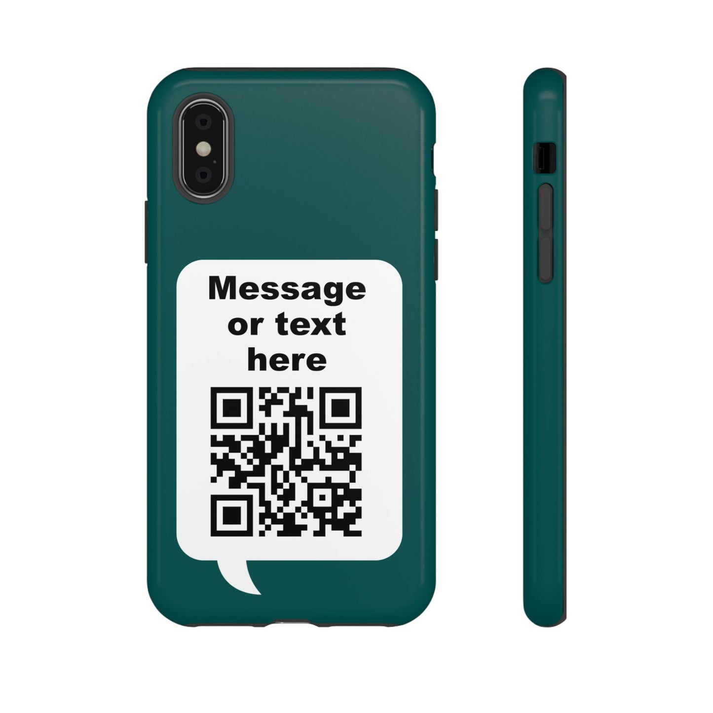 Custom QR Code Tough Phone Case — "Custom text" Contact Case