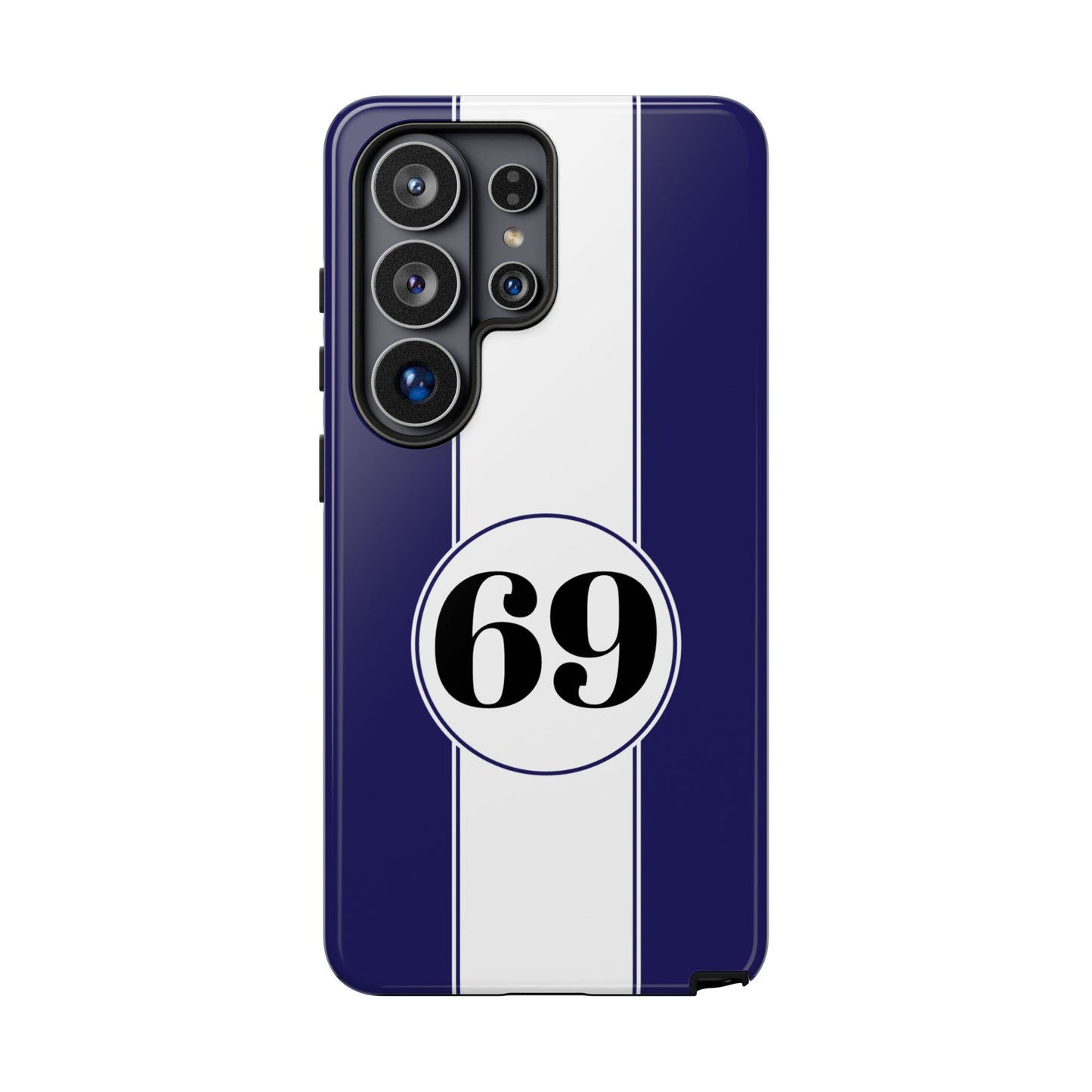 Custom Number Racing Stripe Tough Phone Case for Apple iPhone, Samsung Galaxy and Google Pixel.