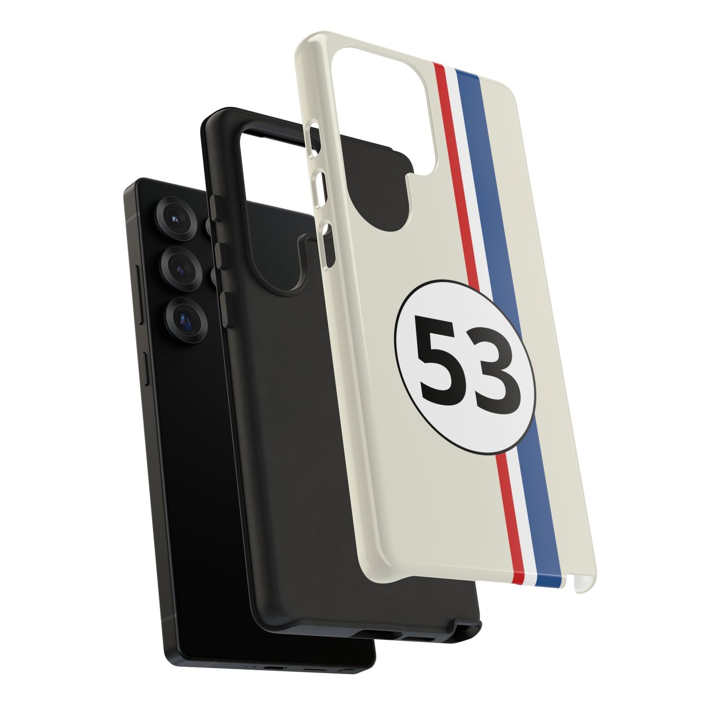 Racing Stripe Personalised Number Tough Phone Case for Apple iPhone, Samsung Galaxy and Google Pixel.