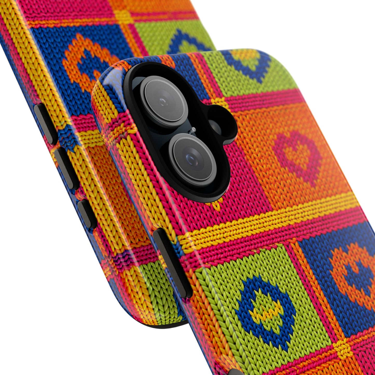 Retro Knit Pattern Heart Patch Tough Phone Case
