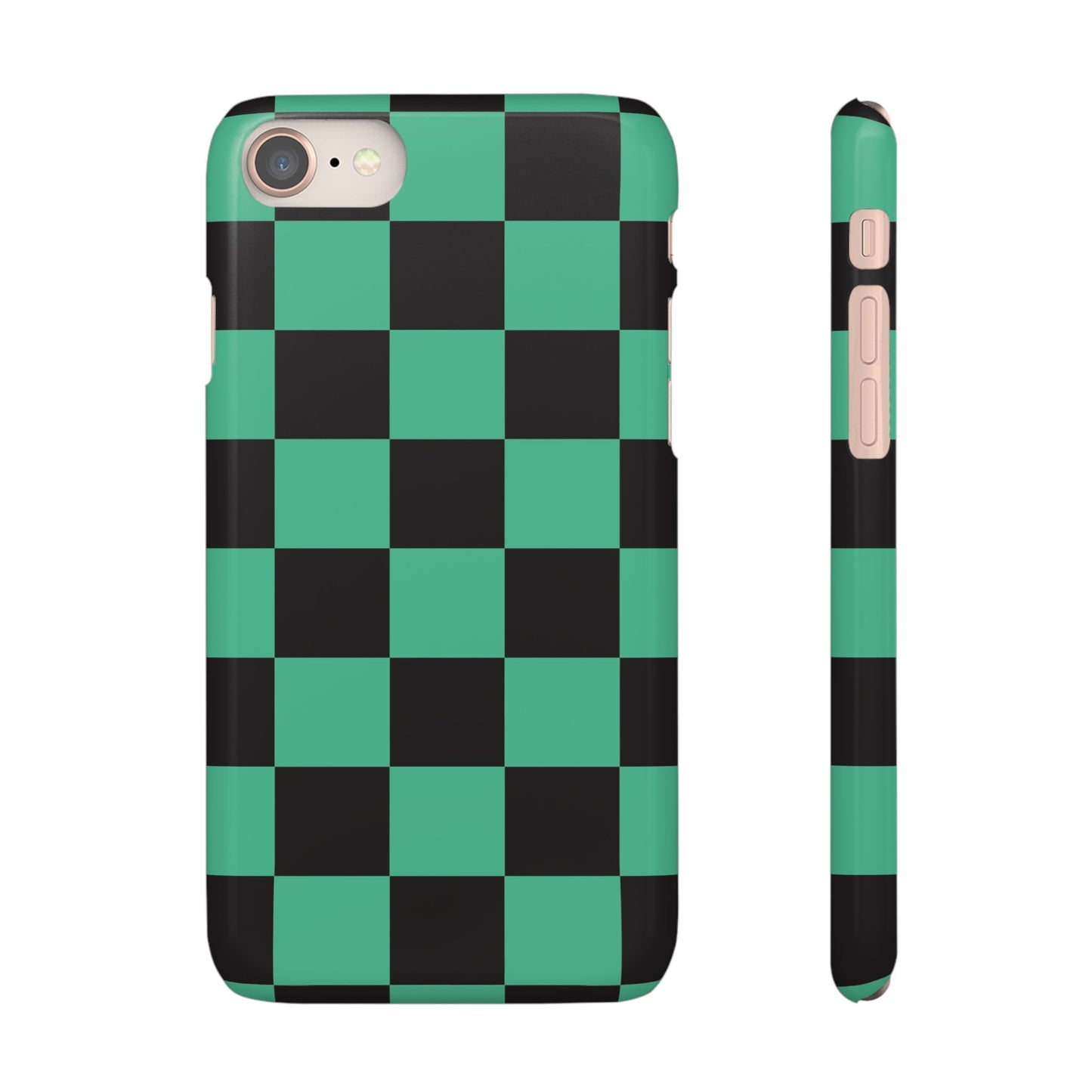 Checkered Teal Snap Case — Black & Teal Phone Cover