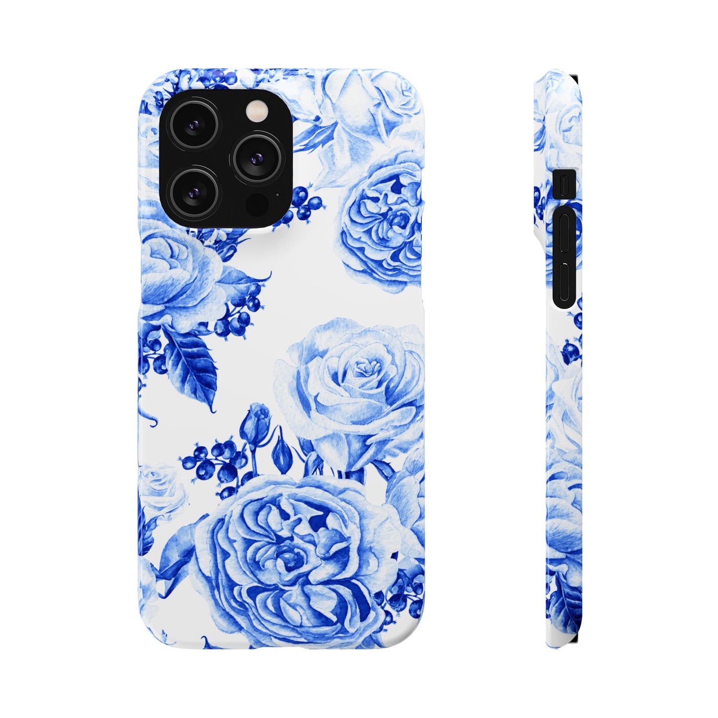 Blue Porcelain Floral Snap Phone Case — Vintage Rose Pattern