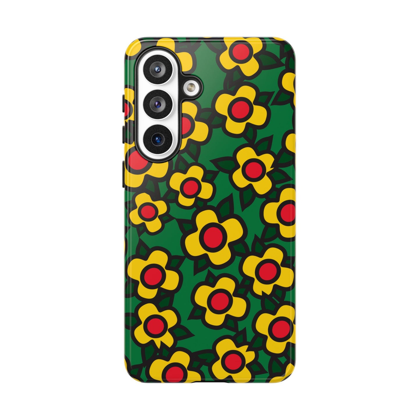 Floral Pop Tough Phone Case — Retro Yellow Red Flower Pattern
