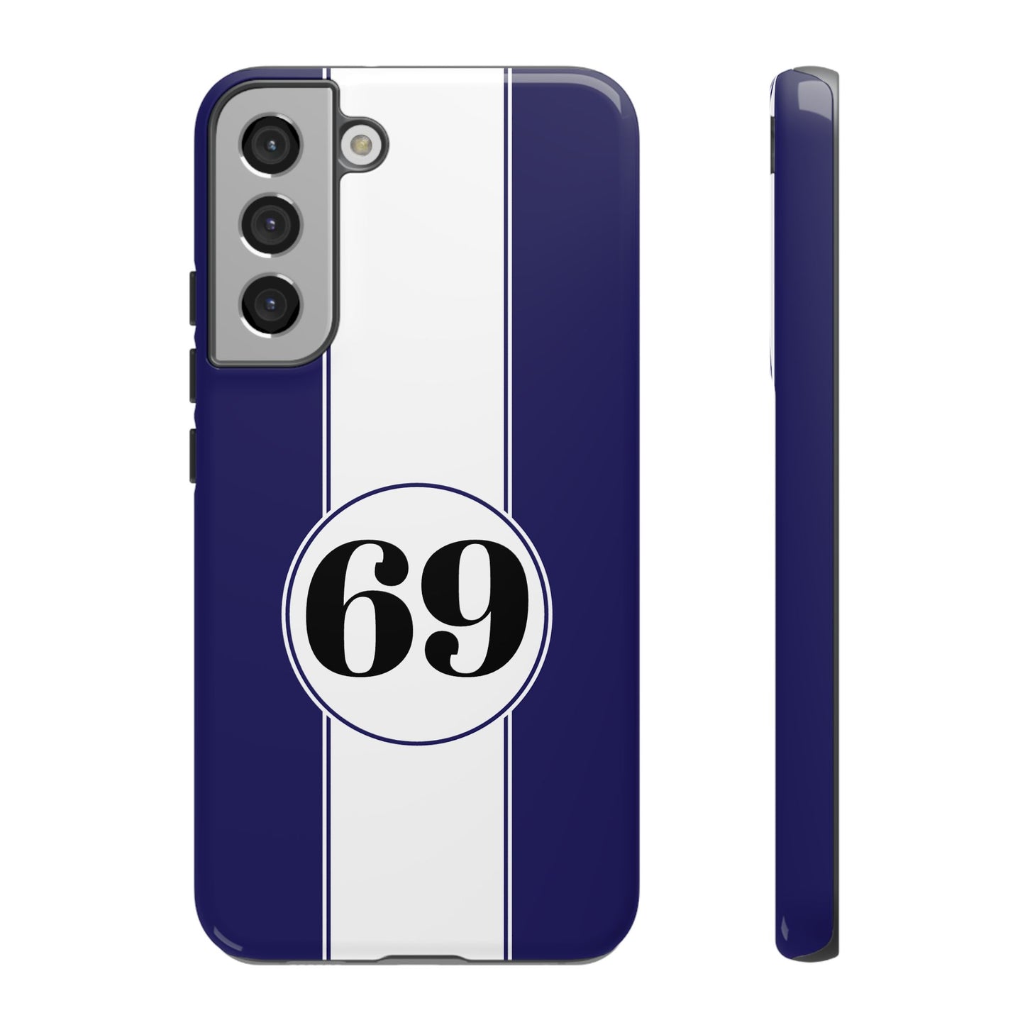 Custom Number Racing Stripe Tough Phone Case for Apple iPhone, Samsung Galaxy and Google Pixel.