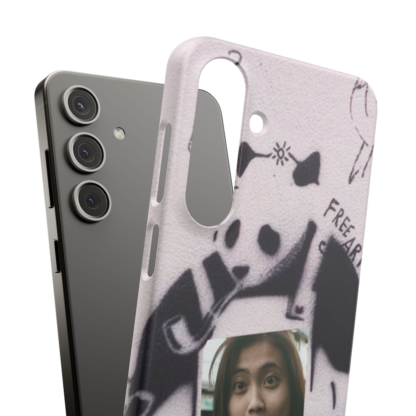 Single Image Personalised Panda Stencil Slim Phone Case for Apple iPhone, Samsung Galaxy and Google Pixel.