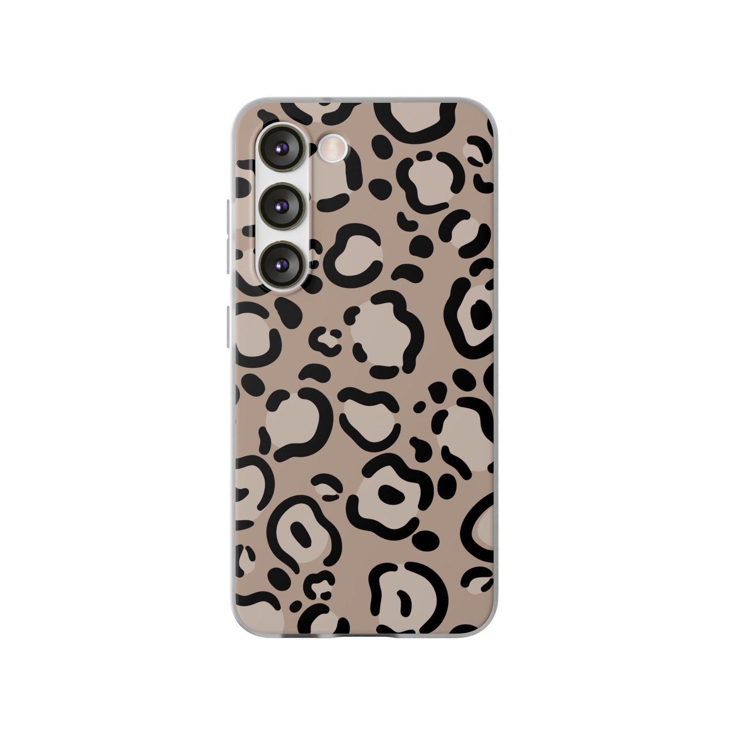 Beige Black Leopard Print Flexi Case for Apple iPhone and Samsung Galaxy.