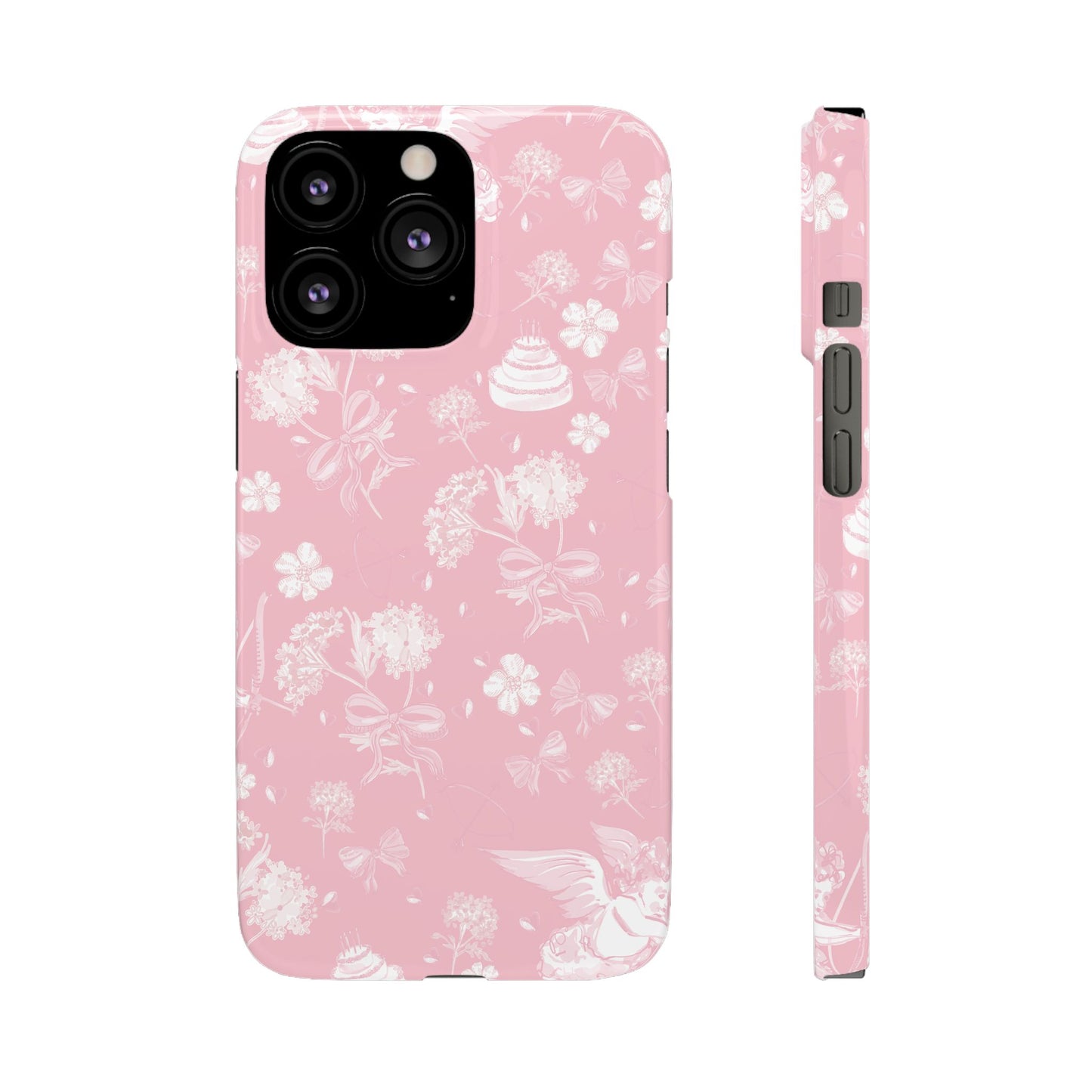 Pink Floral Slim Phone Case for Apple iPhone, Samsung Galaxy and Google Pixel.