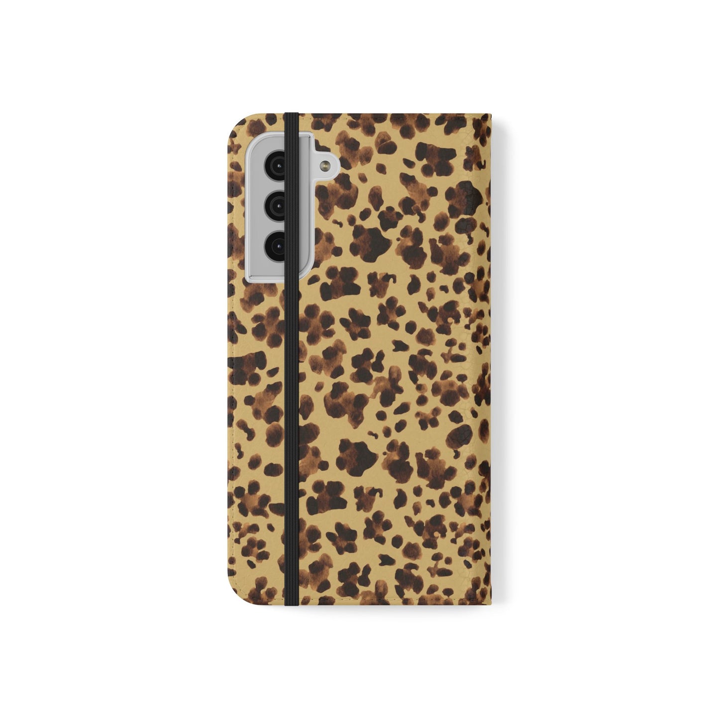 Leopard Print watercolour Flip Phone Case - Stylish Wallet Folio Cover with Card Slots
