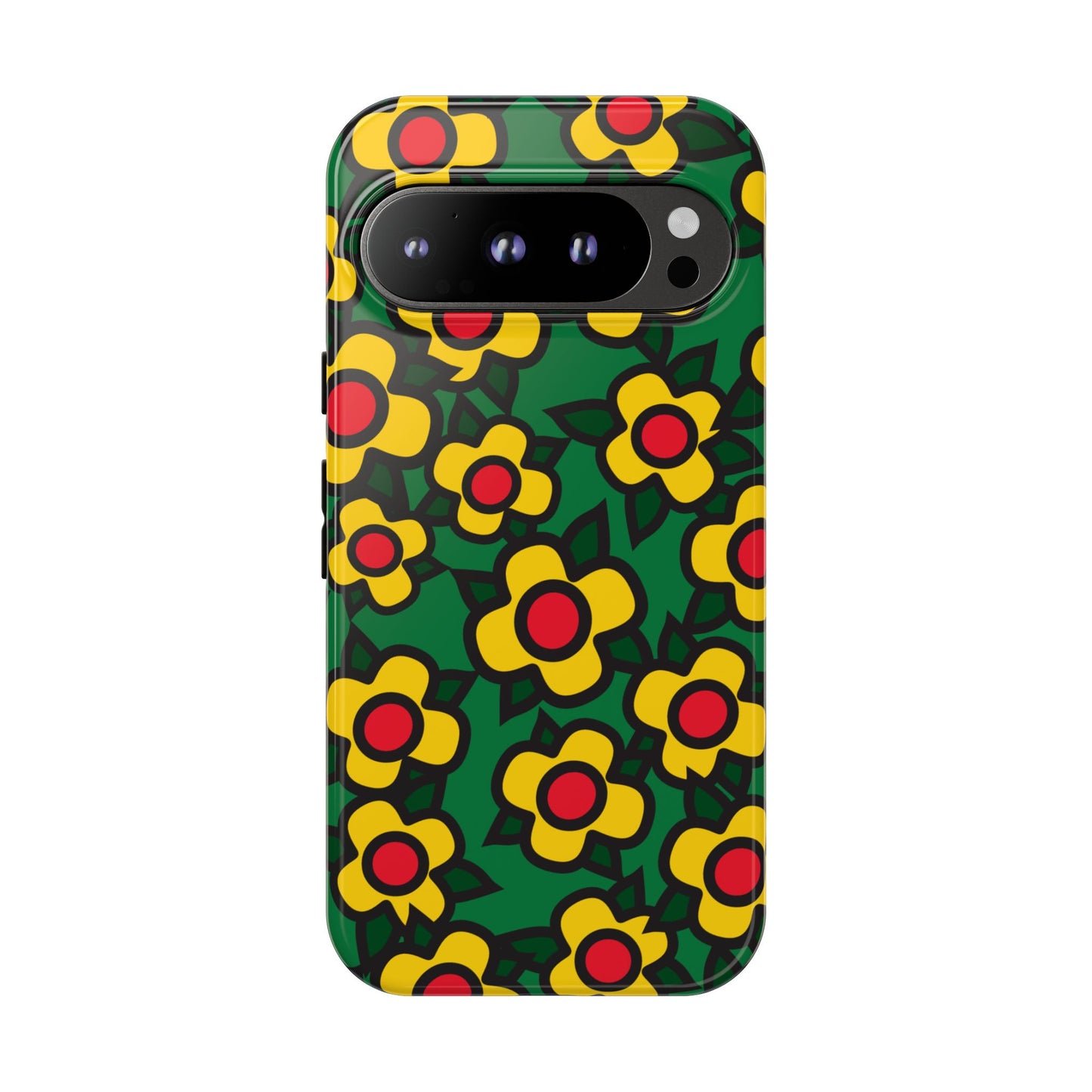 Floral Pop Tough Phone Case — Retro Yellow Red Flower Pattern