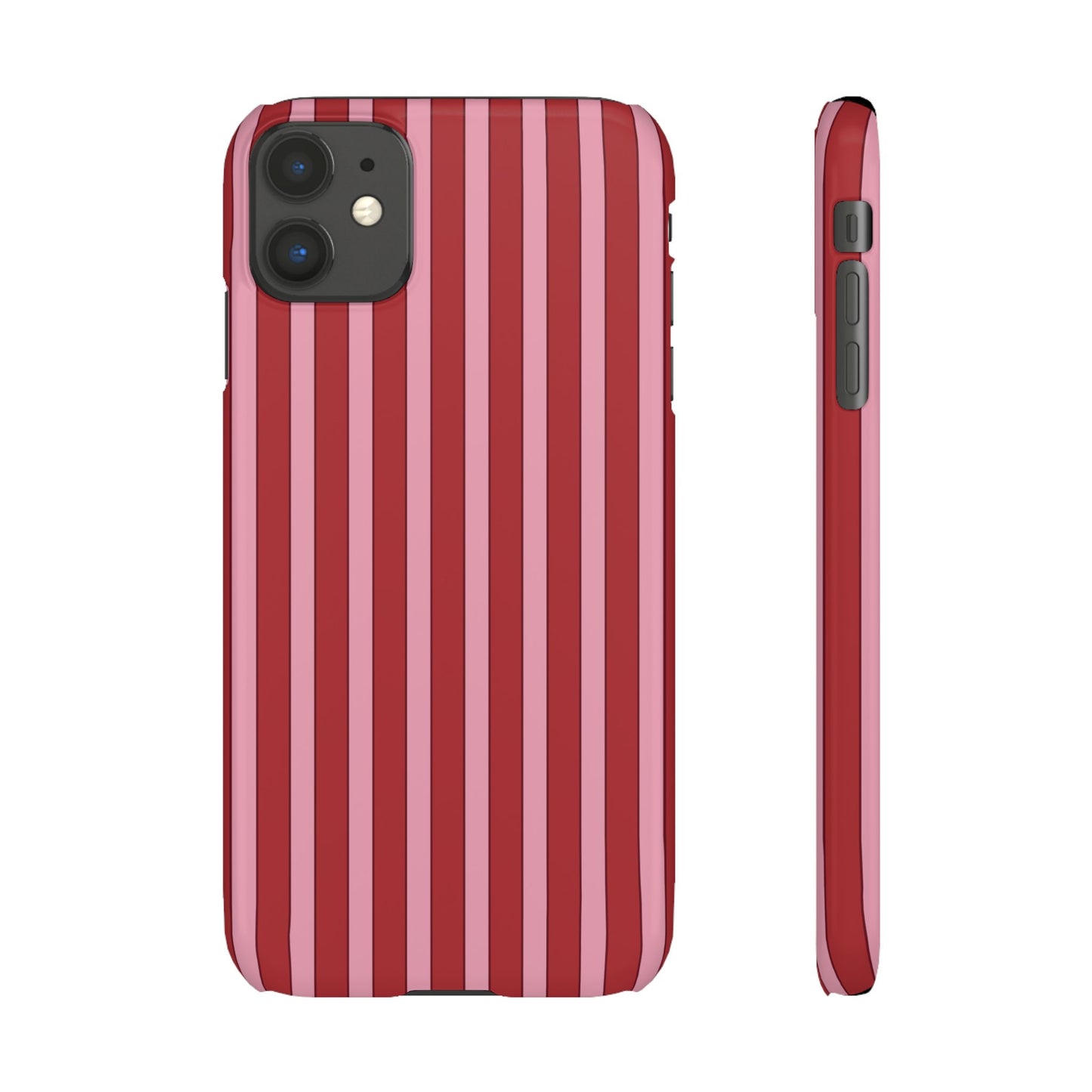 Striped Red Snap Phone Case — Slim Phone Cover for Apple iPhone and Samsung Galaxy.